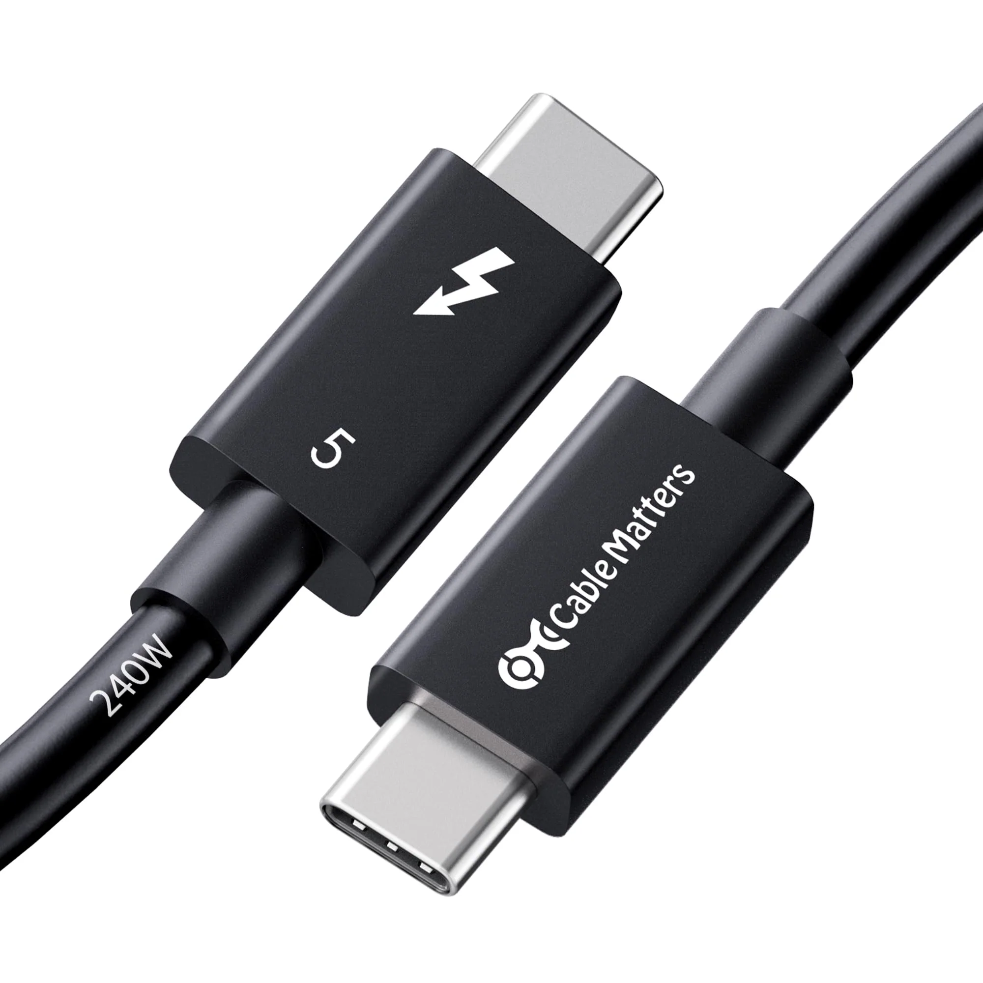 Cable Matters [Intel Certified] 80Gbps Thunderbolt 5 Cable with up to 120Gbps Bandwidth Boost and 240W Charging in Black - 0.5m / 1.6ft, Compatible with Thunderbolt 4, USB4, Thunderbolt 3 and USB-C 1.6 ft