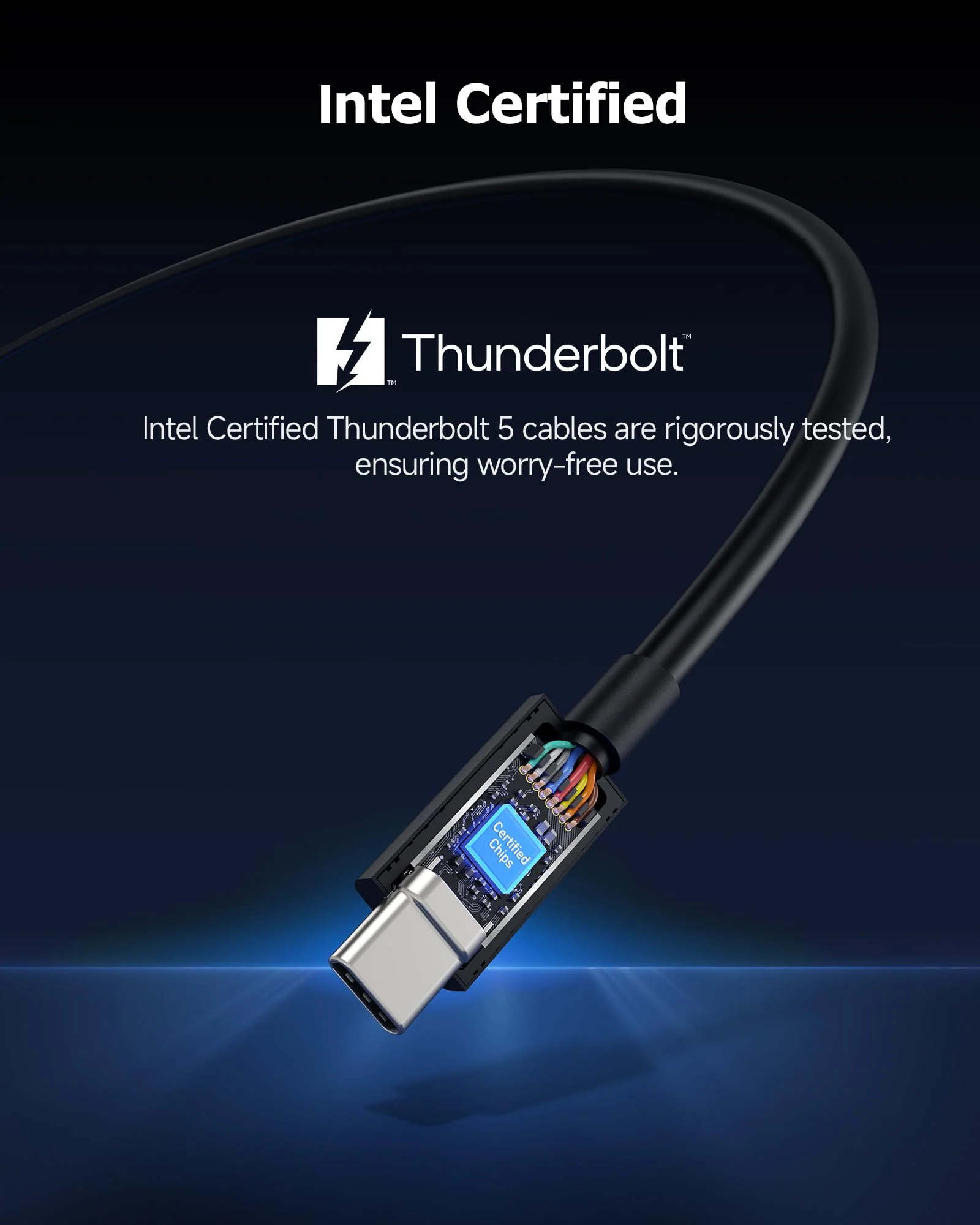 Cable Matters [Intel Certified] 80Gbps Thunderbolt 5 Cable with up to 120Gbps Bandwidth Boost and 240W Charging in Black - 1m / 3.3ft, Compatible with Thunderbolt 4, USB4, Thunderbolt 3 and USB-C 3.3 ft - Image 3