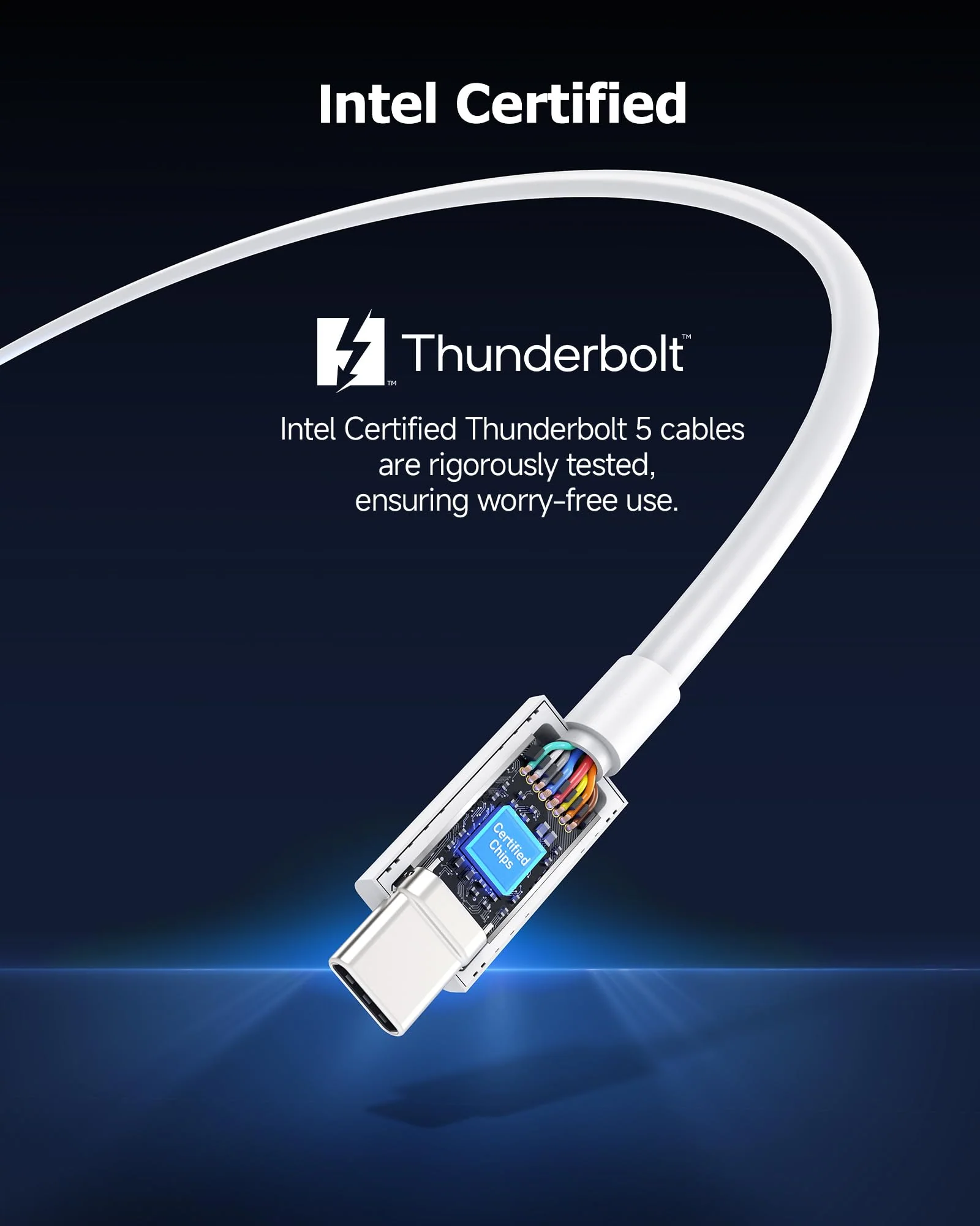 Cable Matters [Intel Certified] 80Gbps Thunderbolt 5 Cable with up to 120Gbps Bandwidth Boost and 240W Charging in White - 1m / 3.3ft, Compatible with Thunderbolt 4, USB 4 and USB-C 3.3 ft - Image 3