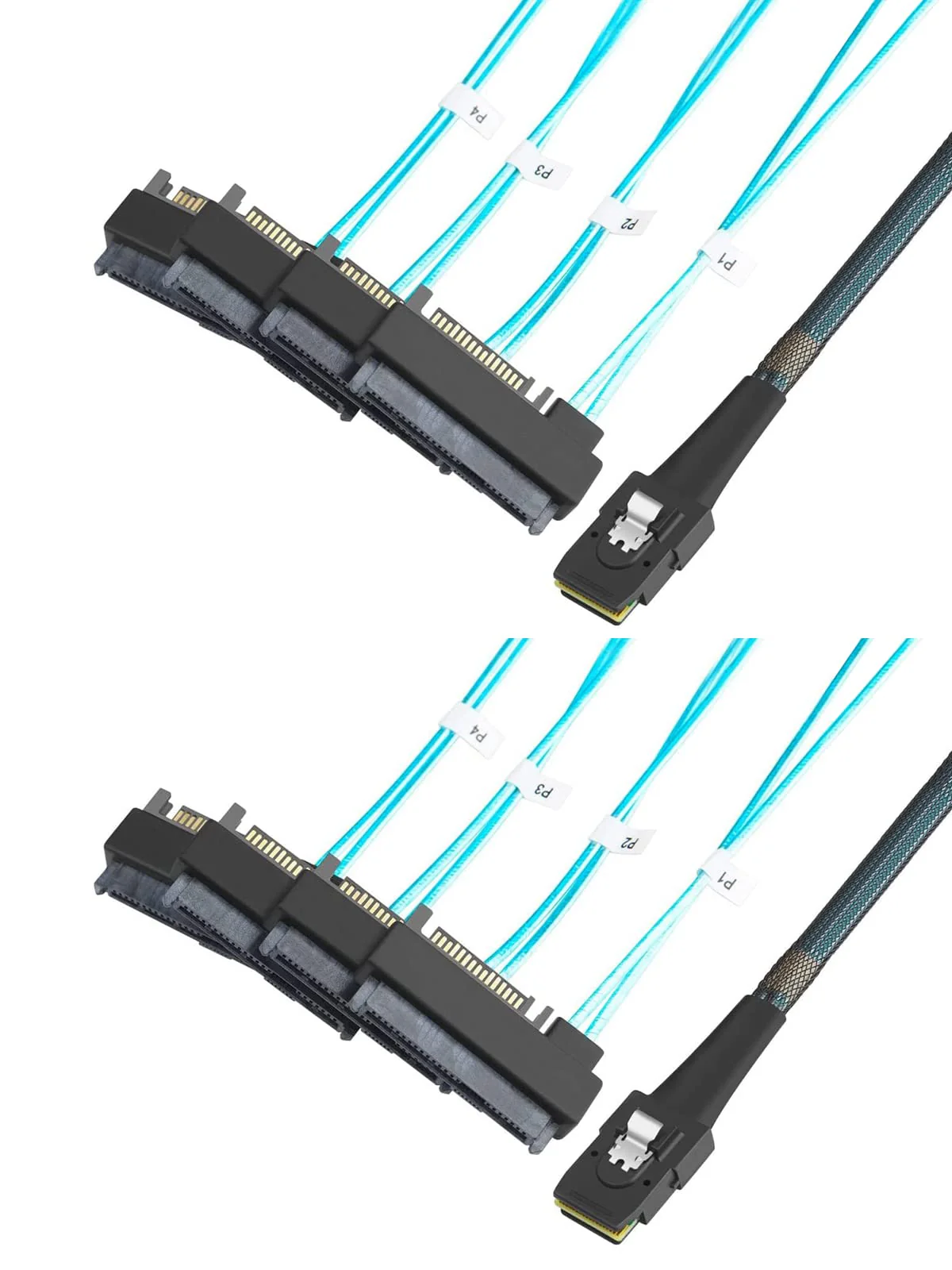 CableCreation Mini SAS Cable with SATA Power(2PACK), Internal Mini SAS 36 Pin to 4 x 29 Pin Cord with SATA Power, SFF-8087 to SFF-8482 Cable, 3.3 FT 2