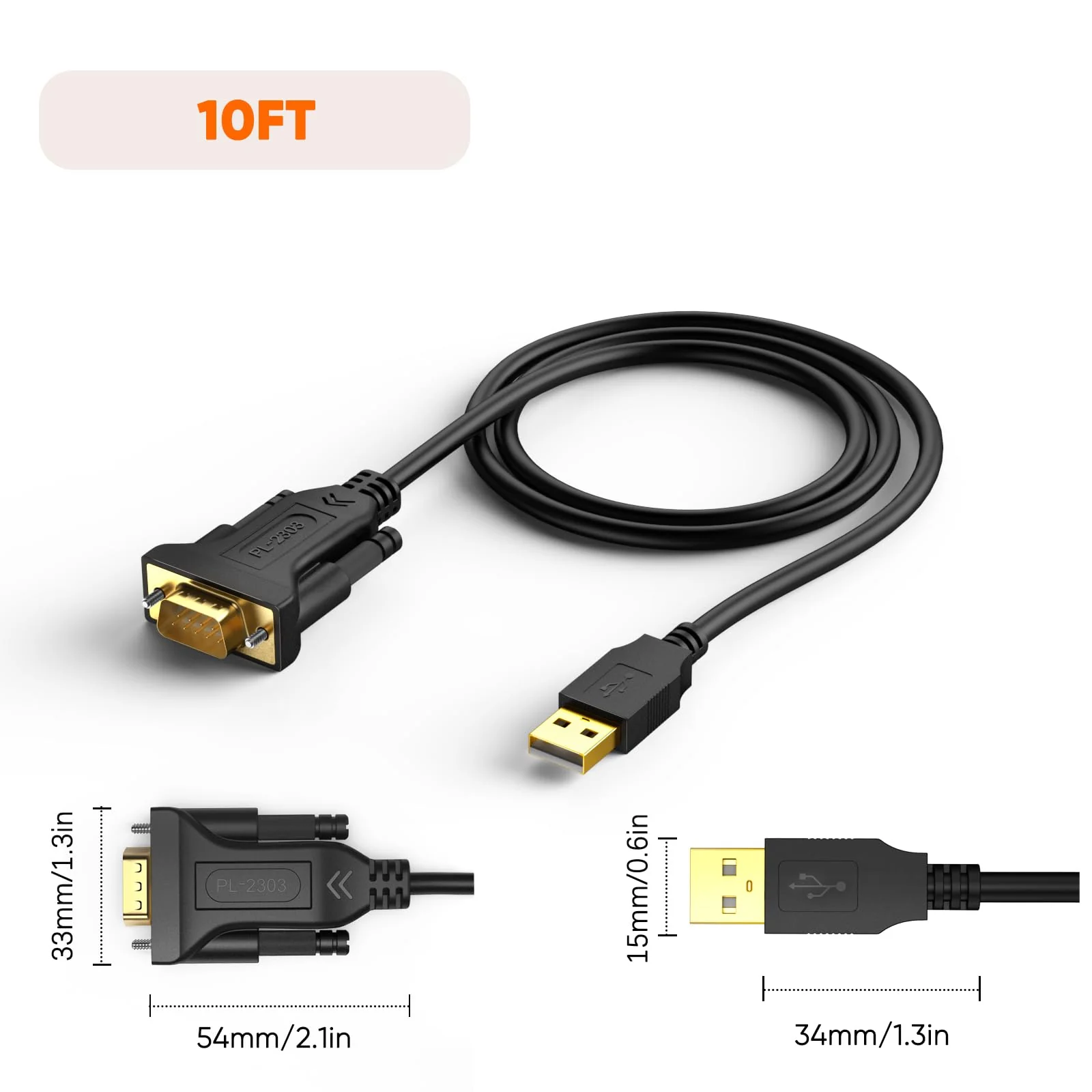CableCreation USB to RS232 Serial Cable 3M, DB9 Adapter (PL2303 Chipset) Support Cashier Register, Modem, Scanner, Digital Cameras, CNC etc, 10FT /Black 1 - Image 8
