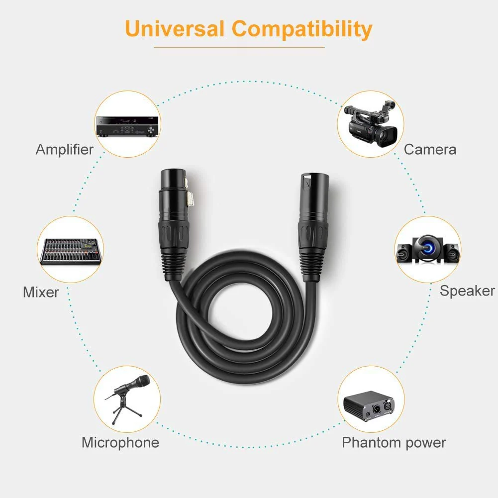 CableCreation XLR Microphone Cable Long, [2-Pack] 15FT XL R Male to Female 3PIN Balanced Mic Cords for Recording Applications,Mixers,Speaker Systems,X L R Audio Equipment.Black 15 Feet 【2 Pack】 - Image 8