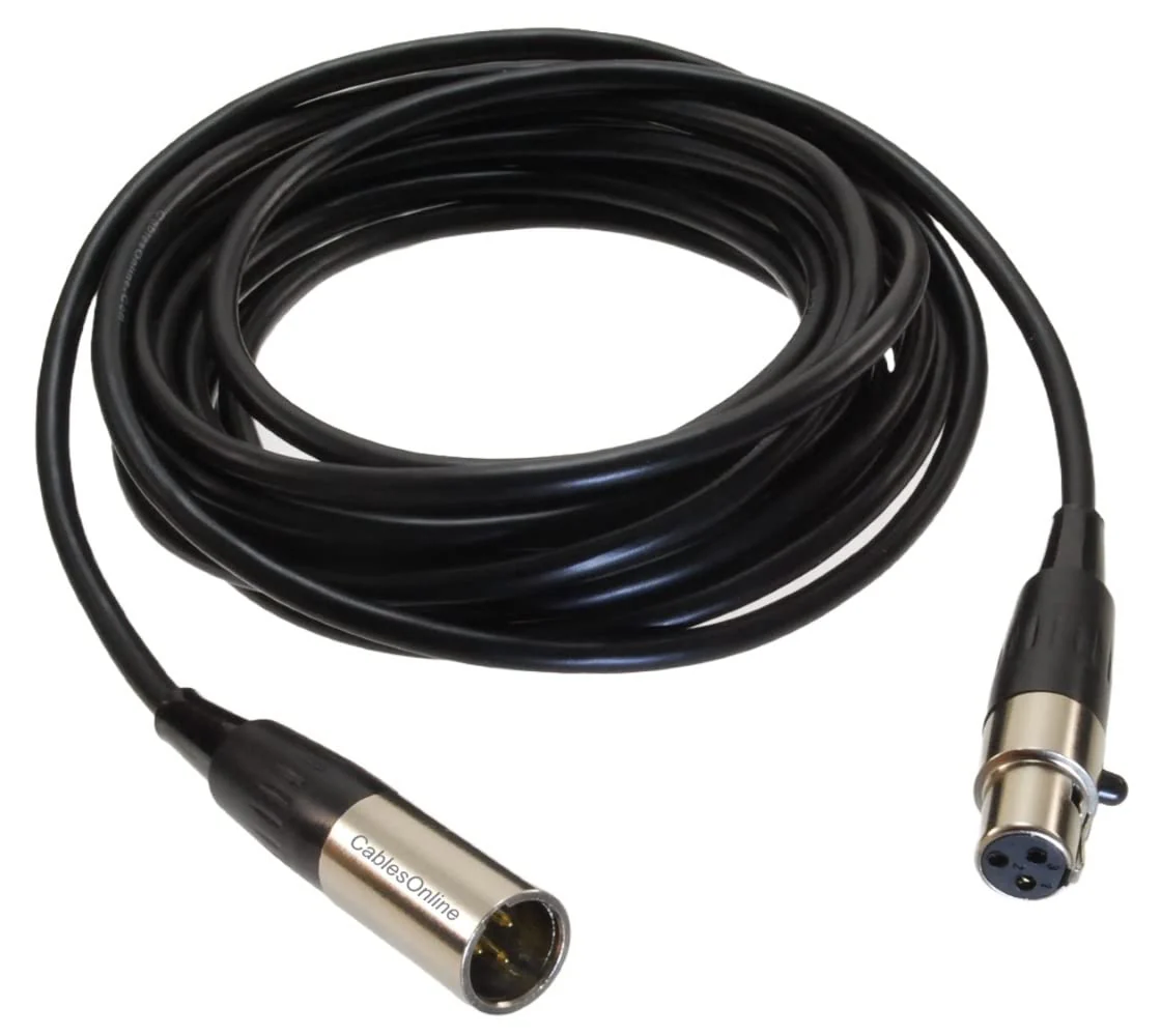 CablesOnline 15ft Mini-XLR 3-Pin Male to Mini-XLR 3-Pin Female Pro Microphone Cable, XM-015 15-ft