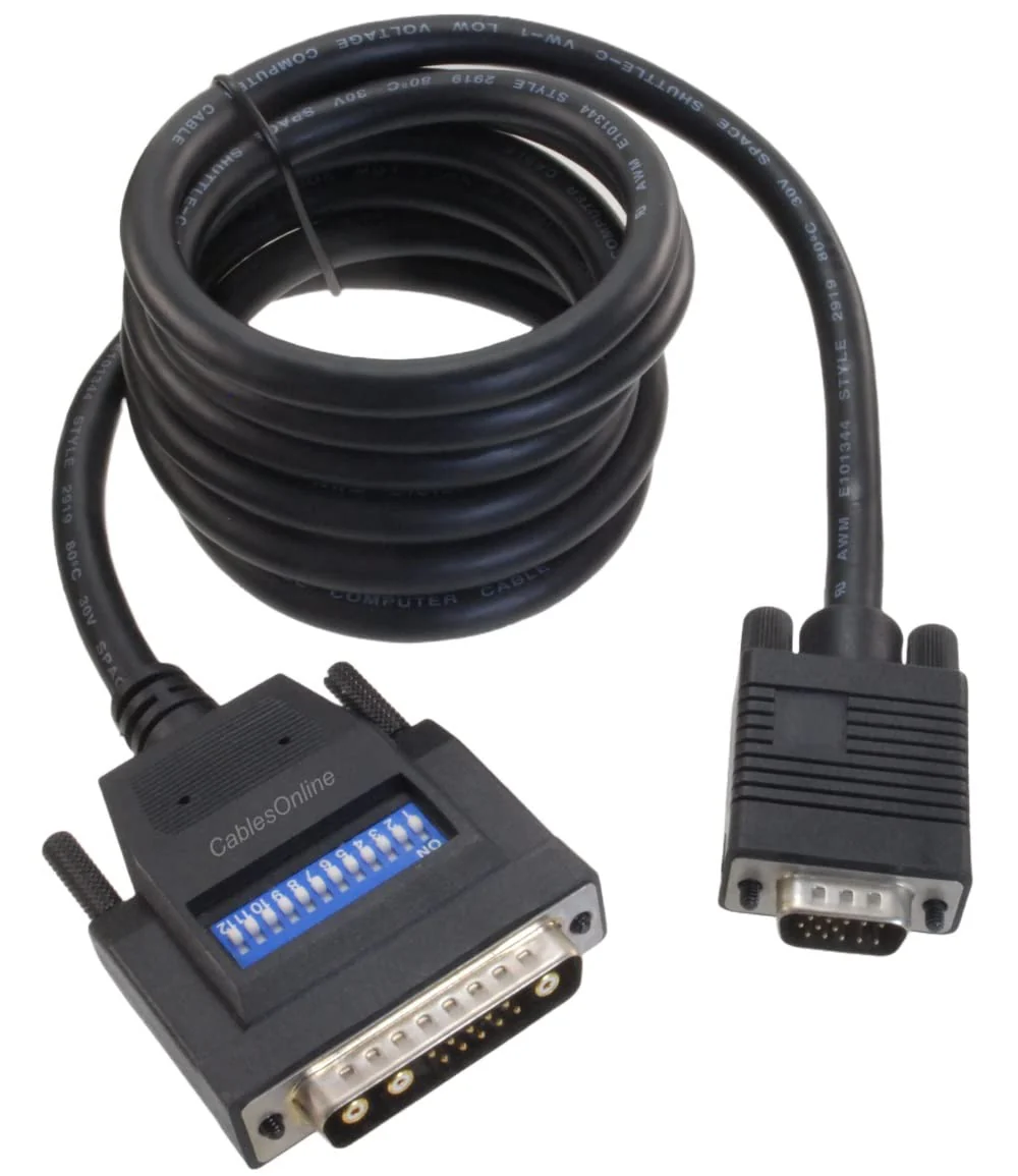CablesOnline, 6ft 13W3 Male to SVGA (HD15) Male (SunMicro) Monitor Cable w/ 12 Dip Switches, W3-606 - Image 2
