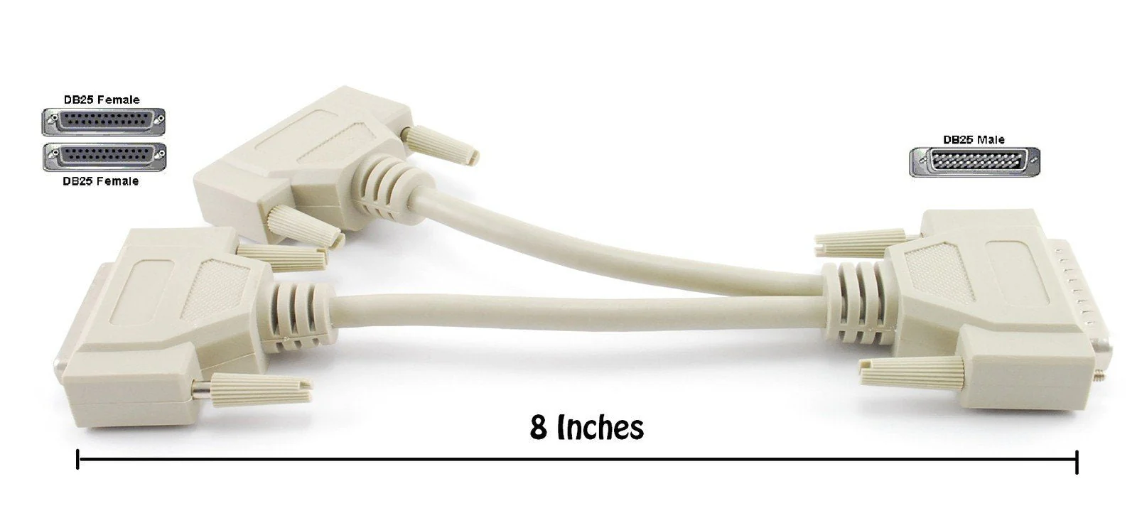 CablesOnline 8 inch DB25 Parallel Male/Dual Female Y-Splitter Printer Cable (YS-005) - Image 2