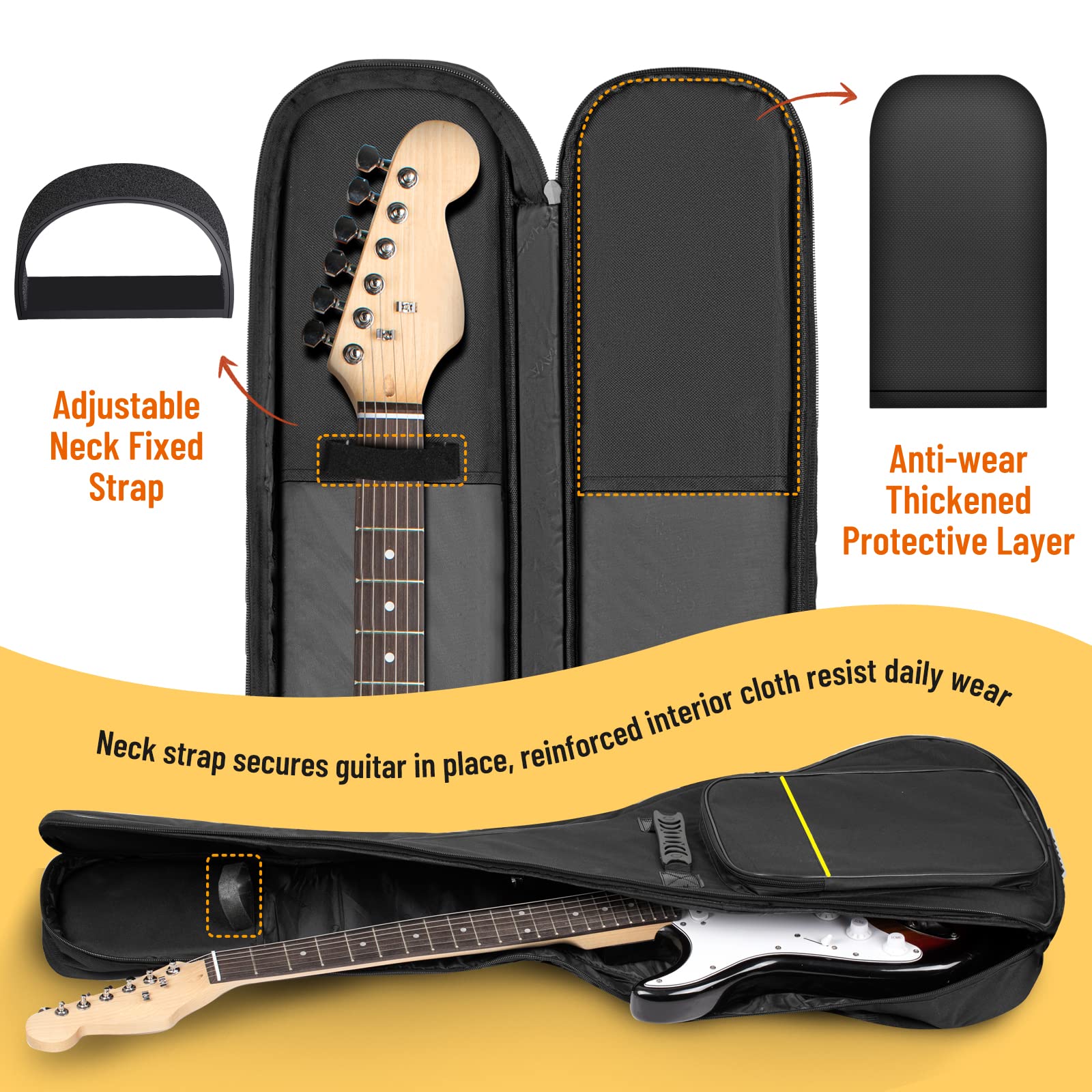 CAHAYA Electric Guitar Bag Gig Bag 6mm Padding Backpack Padded Soft Guitar Case Black CY0226 Electric Bag - Image 3