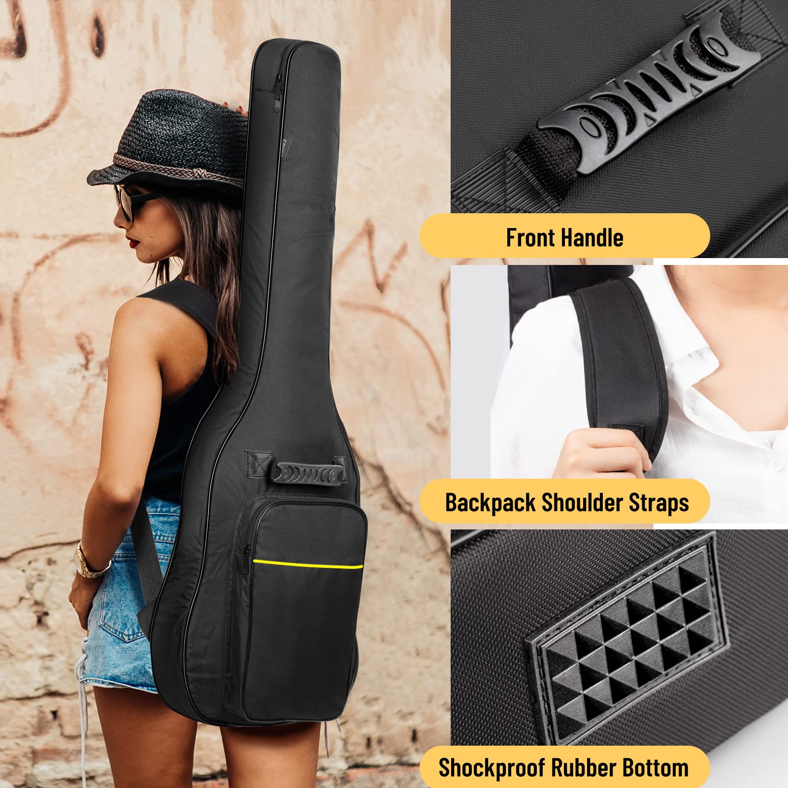 CAHAYA Electric Guitar Bag Gig Bag 6mm Padding Backpack Padded Soft Guitar Case Black CY0226 Electric Bag - Image 5
