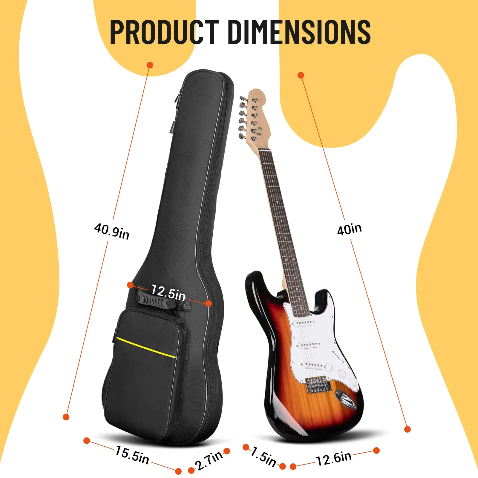 CAHAYA Electric Guitar Bag Gig Bag 6mm Padding Backpack Padded Soft Guitar Case Black CY0226 Electric Bag - Image 7