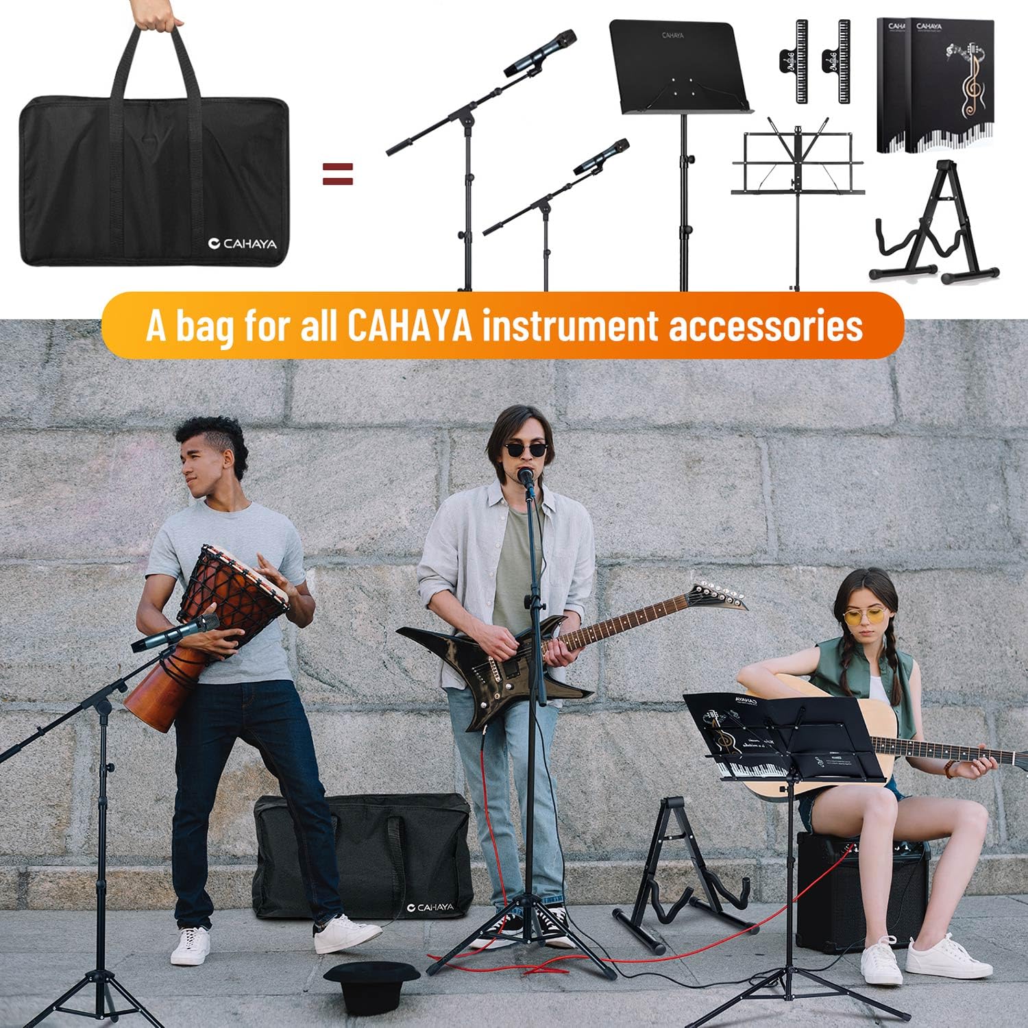 CAHAYA Music Stand Carrying Bag High Capacity Universal Carrying Case Portable for Solid Sheet Music Stand Microphone Stand Speaker Guitar Stand CY0323 L - Image 6