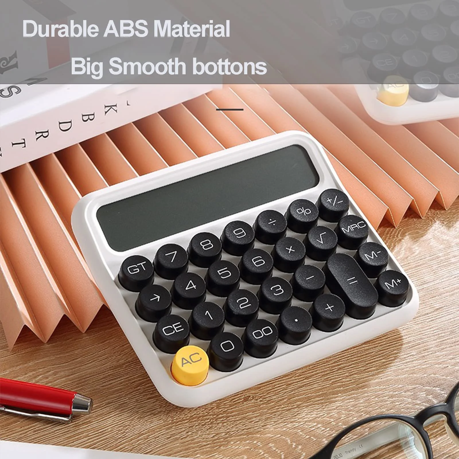 Calculators, Benkaim Desk Calculator,Basic Standard Calculator,12 Digit Large LCD Display Big Button Calculator for School, Home & Business Use(Beige) Beige - Image 5