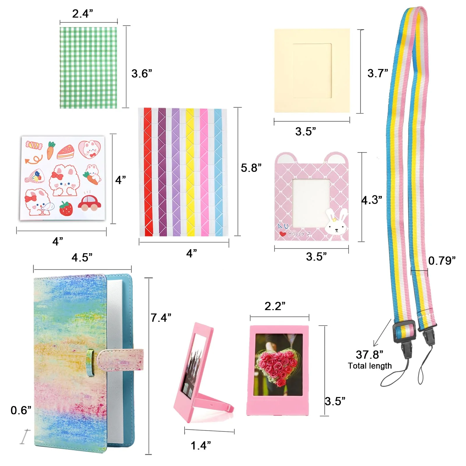 Camera Accessories Colorful Bundle Kit Compatible with Fujifilm Mini 9/8/90/70/11 12 Accessory Include Film Sticker, Desk Frames, Hanging Frame, Strap, Clips (Colorful) - Image 3