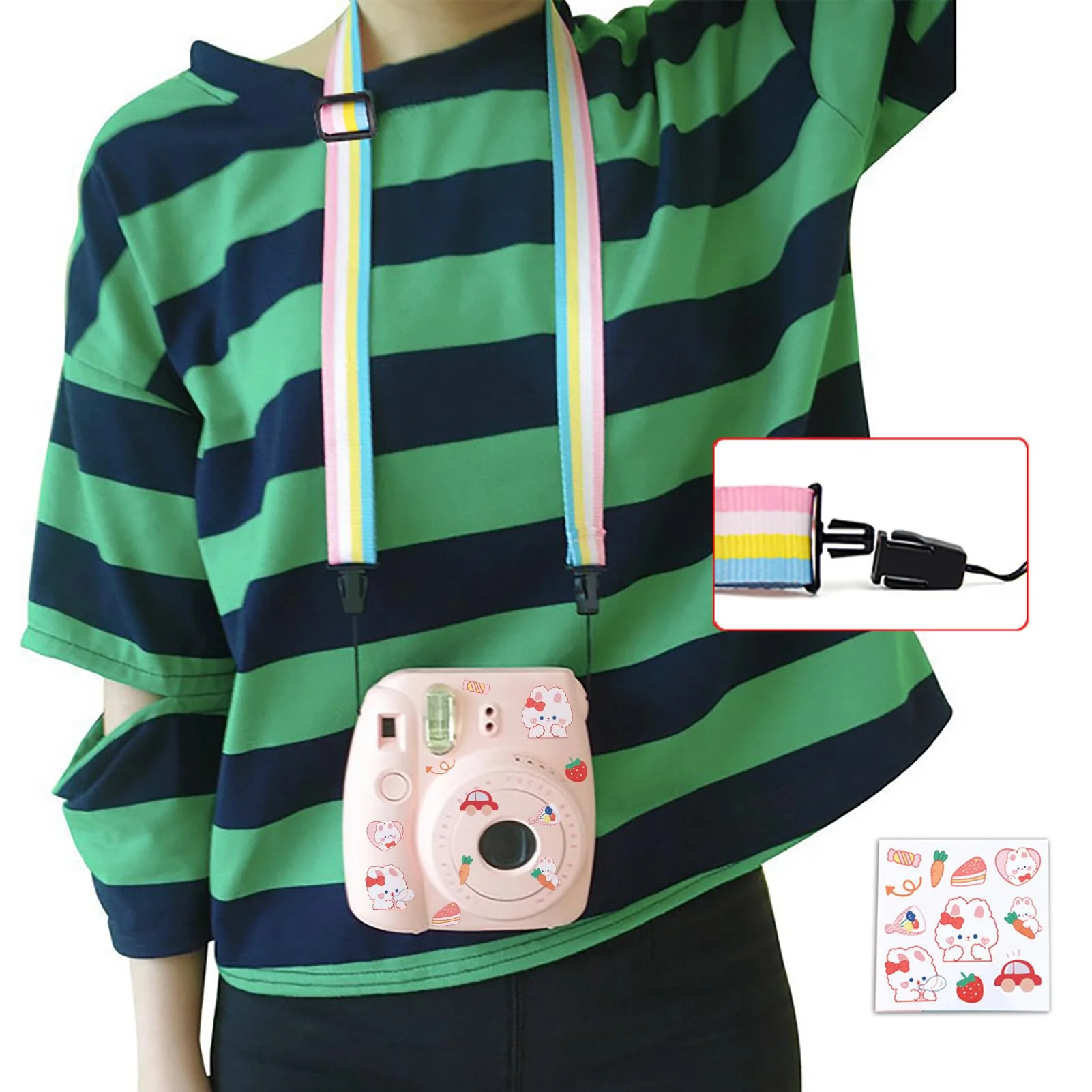 Camera Accessories Colorful Bundle Kit Compatible with Fujifilm Mini 9/8/90/70/11 12 Accessory Include Film Sticker, Desk Frames, Hanging Frame, Strap, Clips (Colorful) - Image 7