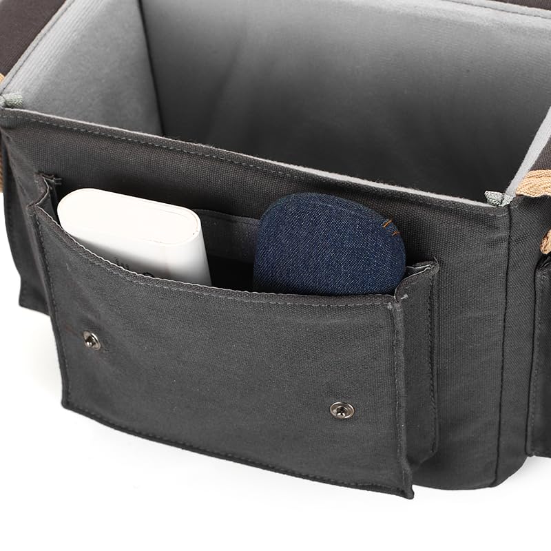 Camera Bag for DSLR, Small Canvas Backpack, Large Capacity, Black (Dark Grey, Small) Dark Grey - Image 4
