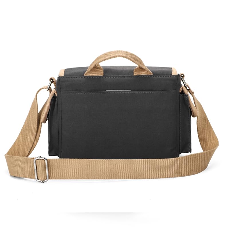 Camera Bag for DSLR, Small Canvas Backpack, Large Capacity, Black (Dark Grey, Small) Dark Grey - Image 7