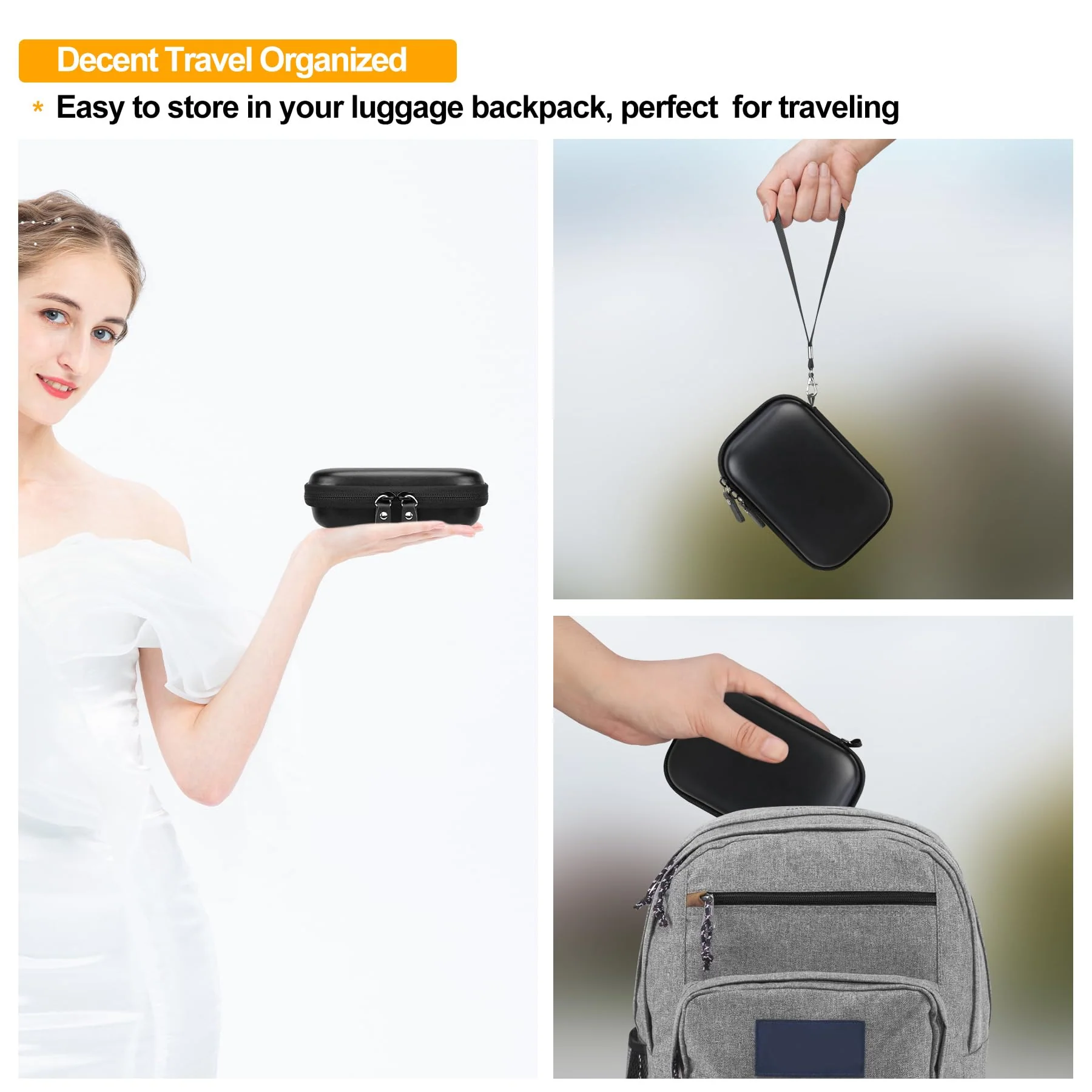 Camera Carrying Case for KODAK PIXPRO FZ55 / FZ53 / FZ45 / FZ43 16MP Digital Camera, Vlogging Camera Storage Holder Trave Bag, Mesh Bag Fits Batteries, Cable, Memory Card, Card Reader, Black Black+Inside Black - Image 6