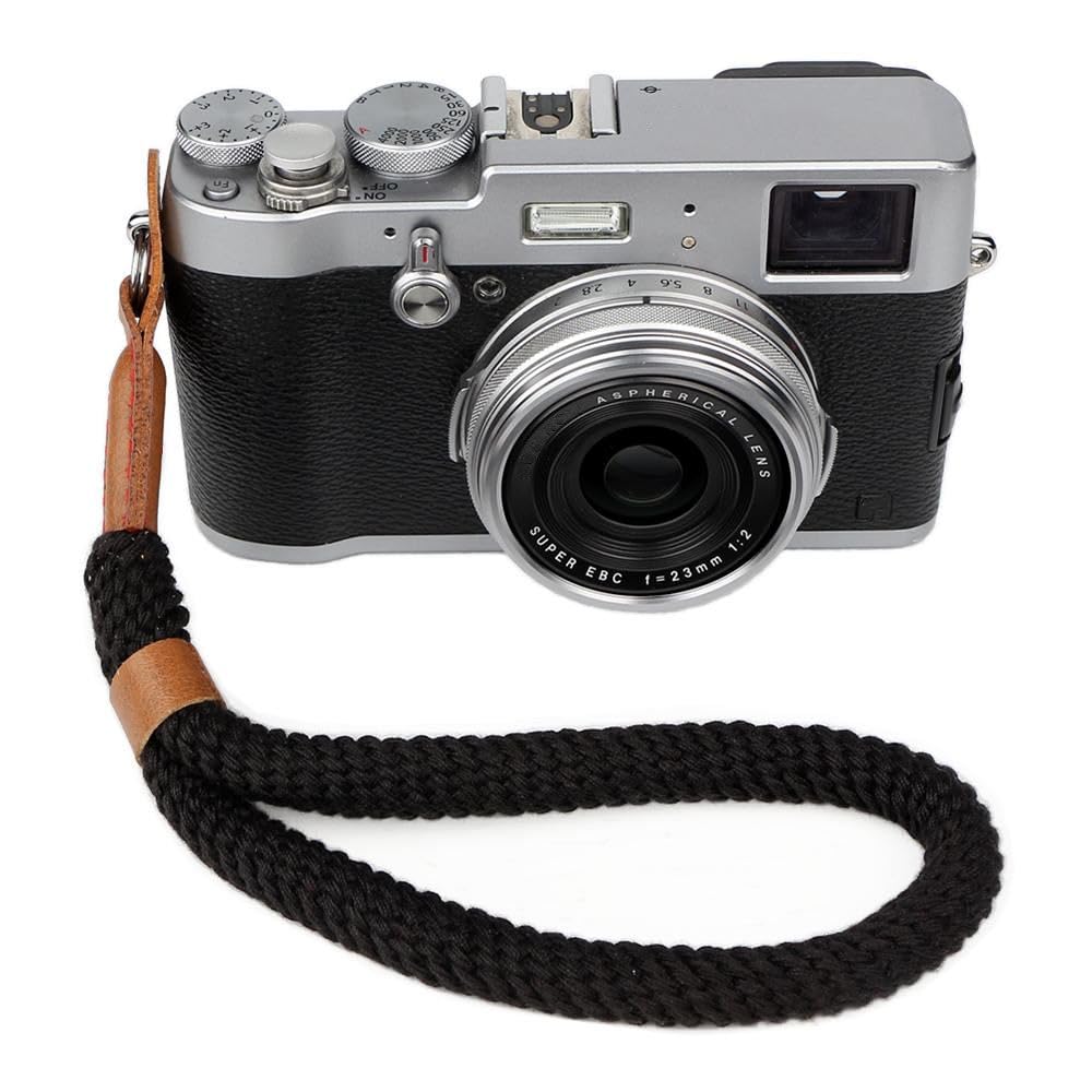 Camera Hand Wrist Strap Soft Cotton Hand Strap compatible for Fujifilm X-T5 X-T30 X-T20 X-T4 X-T3 X100V X100F Sony A6000 A6100 A6300 A6400 A6500 A6600 A6700 & More Mirrorless cameras - Black
