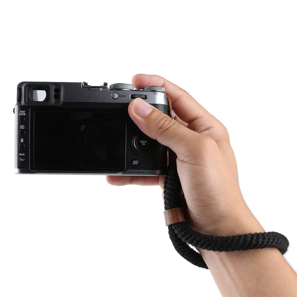 Camera Hand Wrist Strap Soft Cotton Hand Strap compatible for Fujifilm X-T5 X-T30 X-T20 X-T4 X-T3 X100V X100F Sony A6000 A6100 A6300 A6400 A6500 A6600 A6700 & More Mirrorless cameras - Black - Image 2