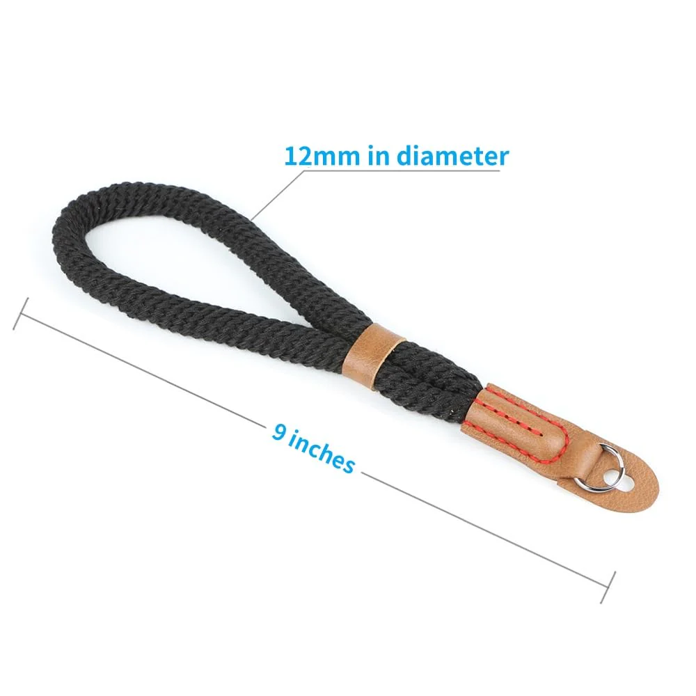 Camera Hand Wrist Strap Soft Cotton Hand Strap compatible for Fujifilm X-T5 X-T30 X-T20 X-T4 X-T3 X100V X100F Sony A6000 A6100 A6300 A6400 A6500 A6600 A6700 & More Mirrorless cameras - Black - Image 3
