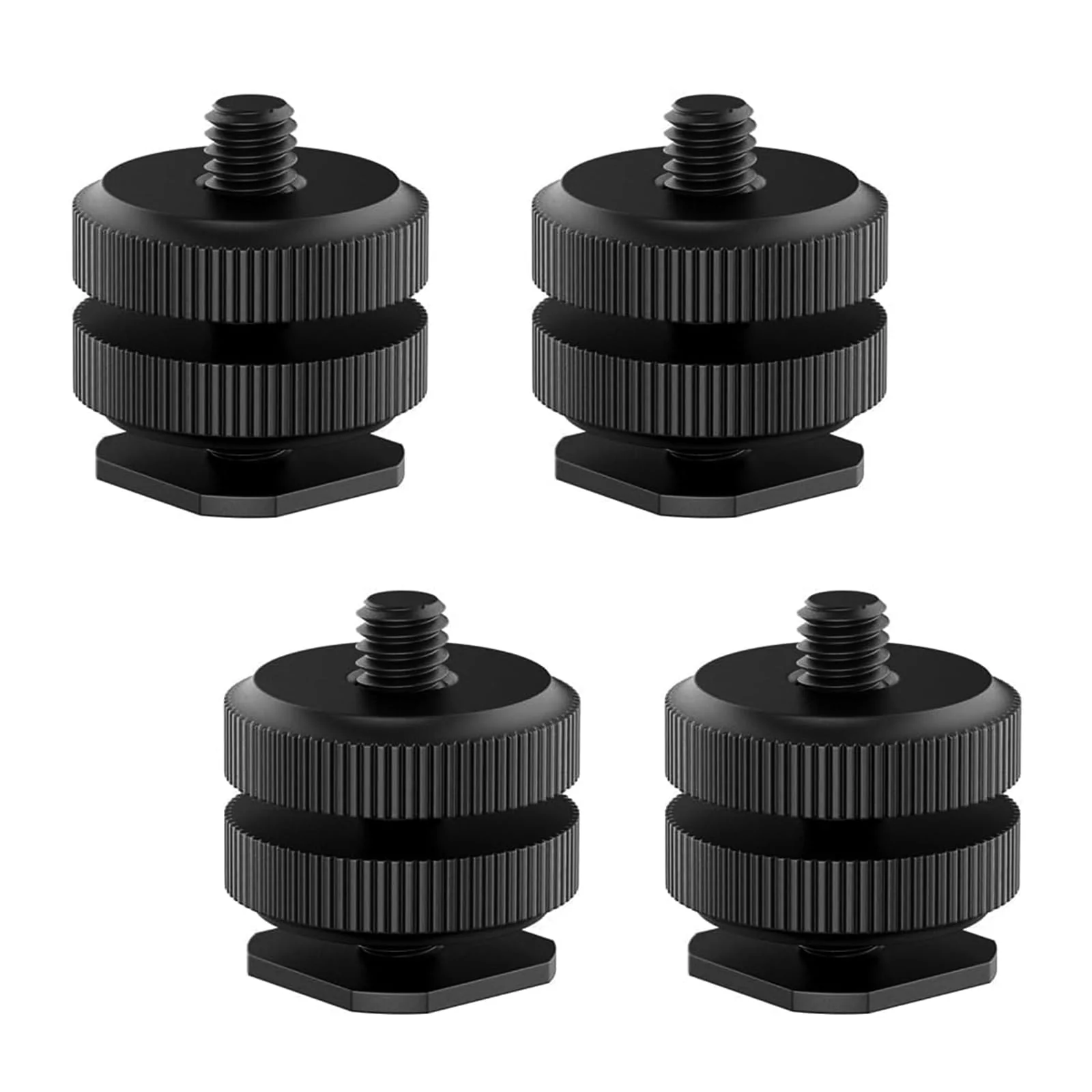 Camera Hot Shoe Mount (4 Pack) to 1/4"-20 Tripod Screw Adapter Flash Shoe Mount for DSLR Camera Rig 4 Pack