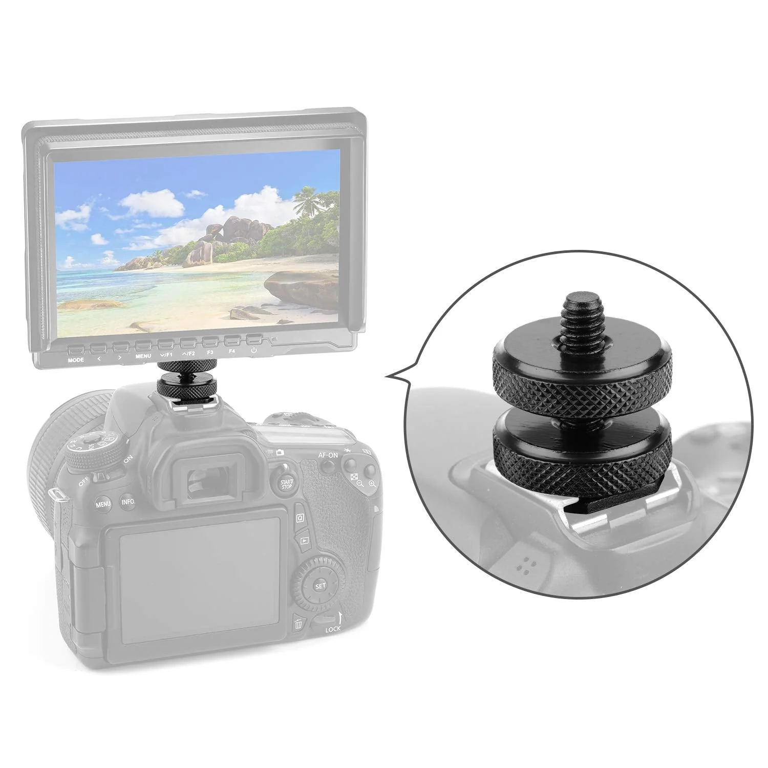Camera Hot Shoe Mount to 1/4"-20 Tripod Screw Adapter Flash Shoe Mount for DSLR Camera Rig (Pack of 2) - Image 2
