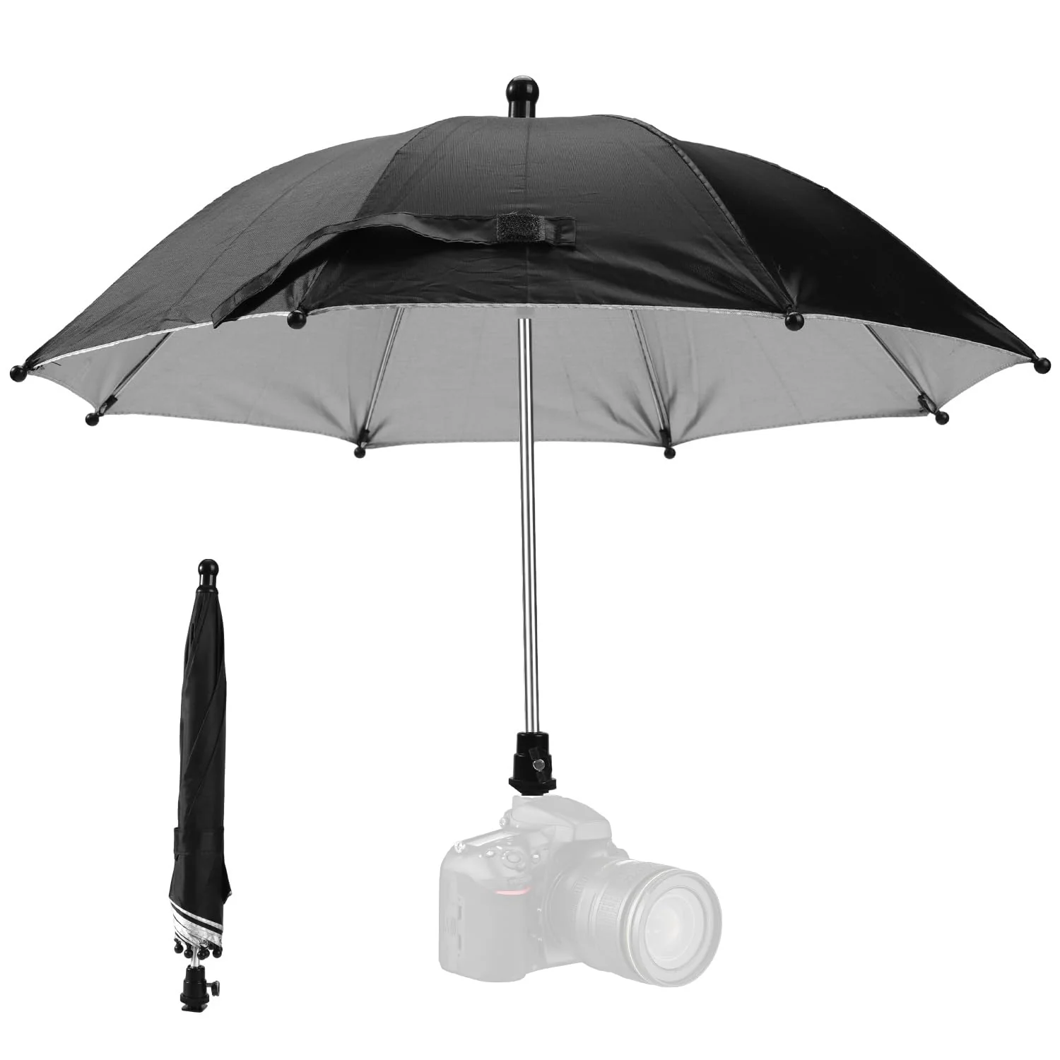 Camera Hot Shoe Umbrella, Waterproof Camera Umbrella DSLR Camera Sunshade Rain Cover Protector for Canon Rebel T8i, T7, T7i, T6i, T6, SL3, SL2, EOS 90D, 80D, 2000D, 5DM4, Nikon Z9