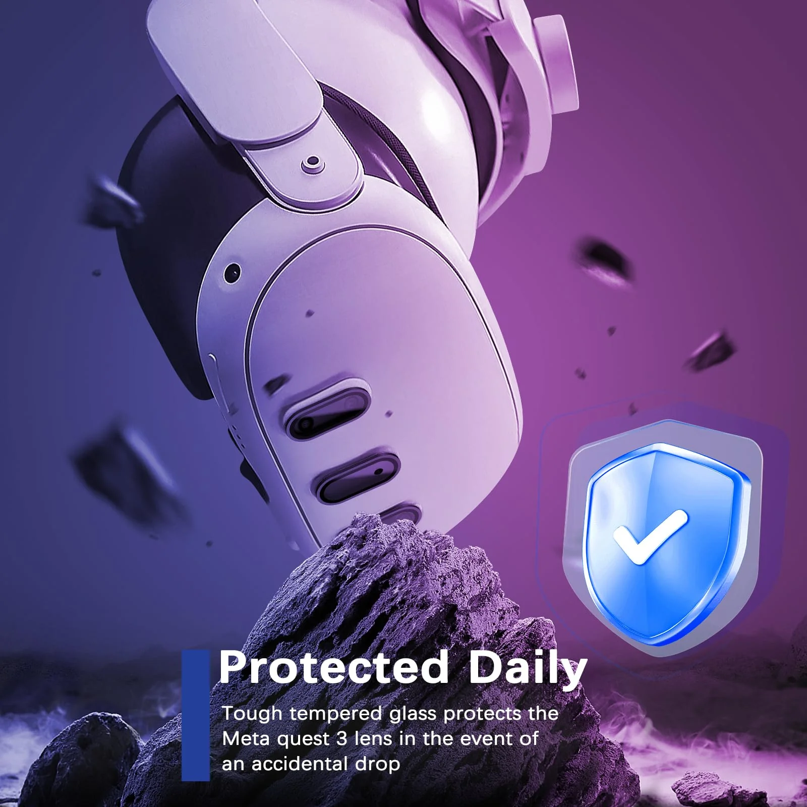 Camera Lens Protector for Oculus Meta Quest 3 Accessories, Thin 9H Tempered Glass, Alloy Frame, Anti-Scratch, Camera Screen Protector Cover, Case Friendly, High Definition Lens Accessories (Black) Black - Image 2