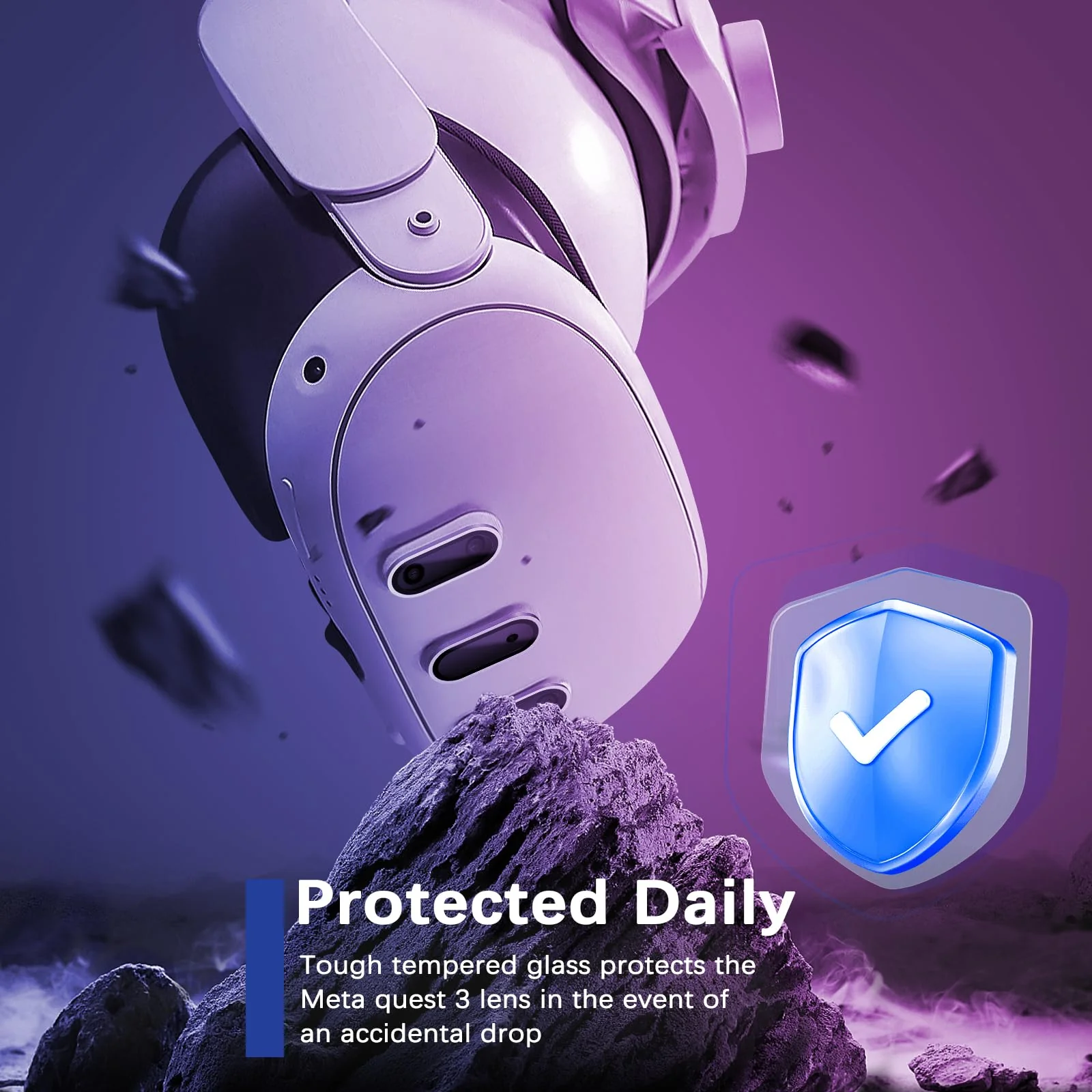 Camera Lens Protector for Oculus Meta Quest 3 Accessories, Thin 9H Tempered Glass, Alloy Frame, Anti-Scratch, Camera Screen Protector Cover, Case Friendly, High Definition Lens Accessories, Silver - Image 2