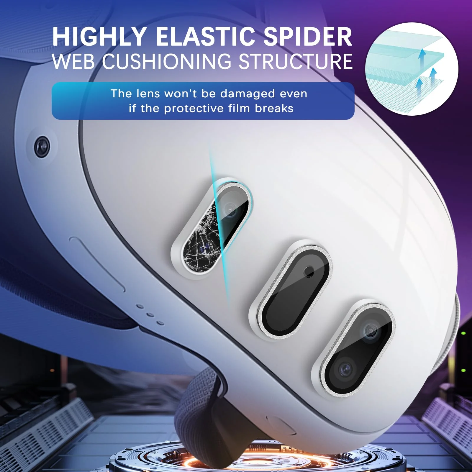 Camera Lens Protector for Oculus Meta Quest 3 Accessories, Thin 9H Tempered Glass, Alloy Frame, Anti-Scratch, Camera Screen Protector Cover, Case Friendly, High Definition Lens Accessories, Silver - Image 5