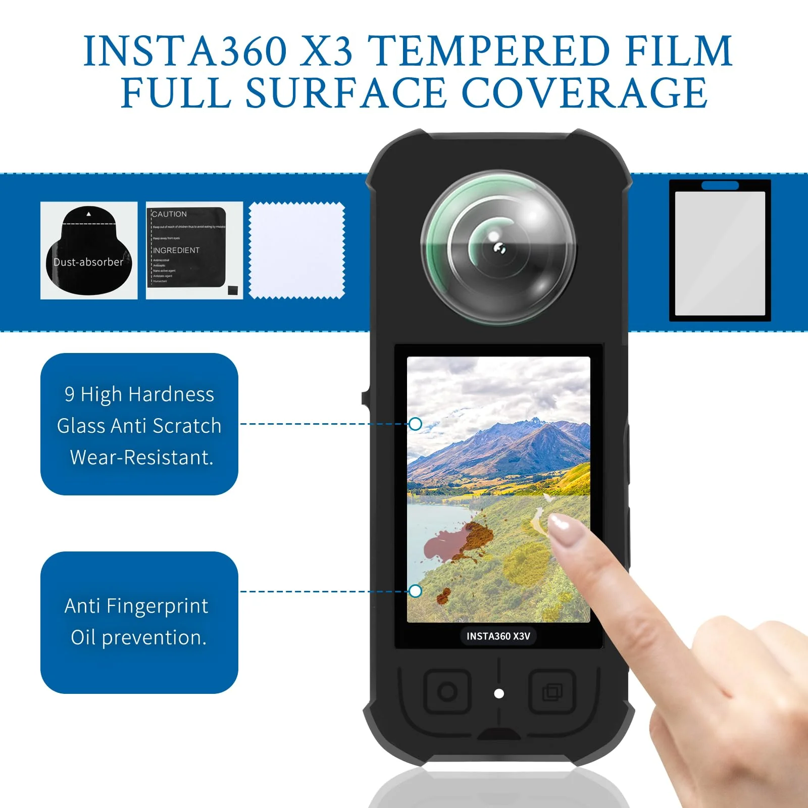 Camera Protective Accessories Kit for Insta 360 X3 Include Silicone Protective Cover/Screen Protectors/Camera Case(with Buckle)/Front Behind Lens Guard - Image 3