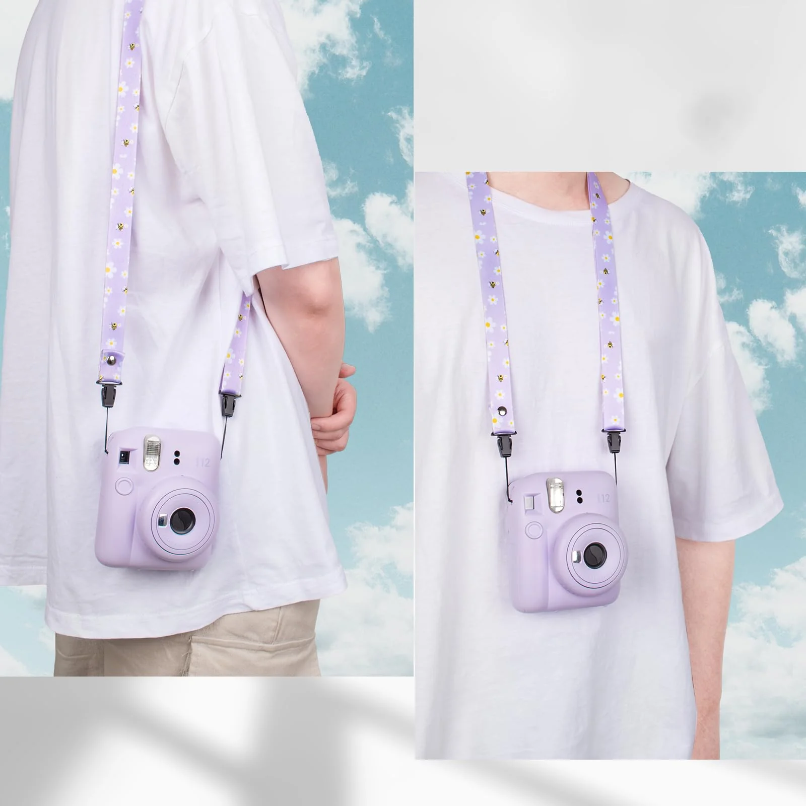 Camera Strap for Kids[2 Pack],Kids Camera Lanyard Neck Strap,iPad Strap for Kids,Children Camera Strap for Fujifilm mini Camera Pink+purple - Image 3
