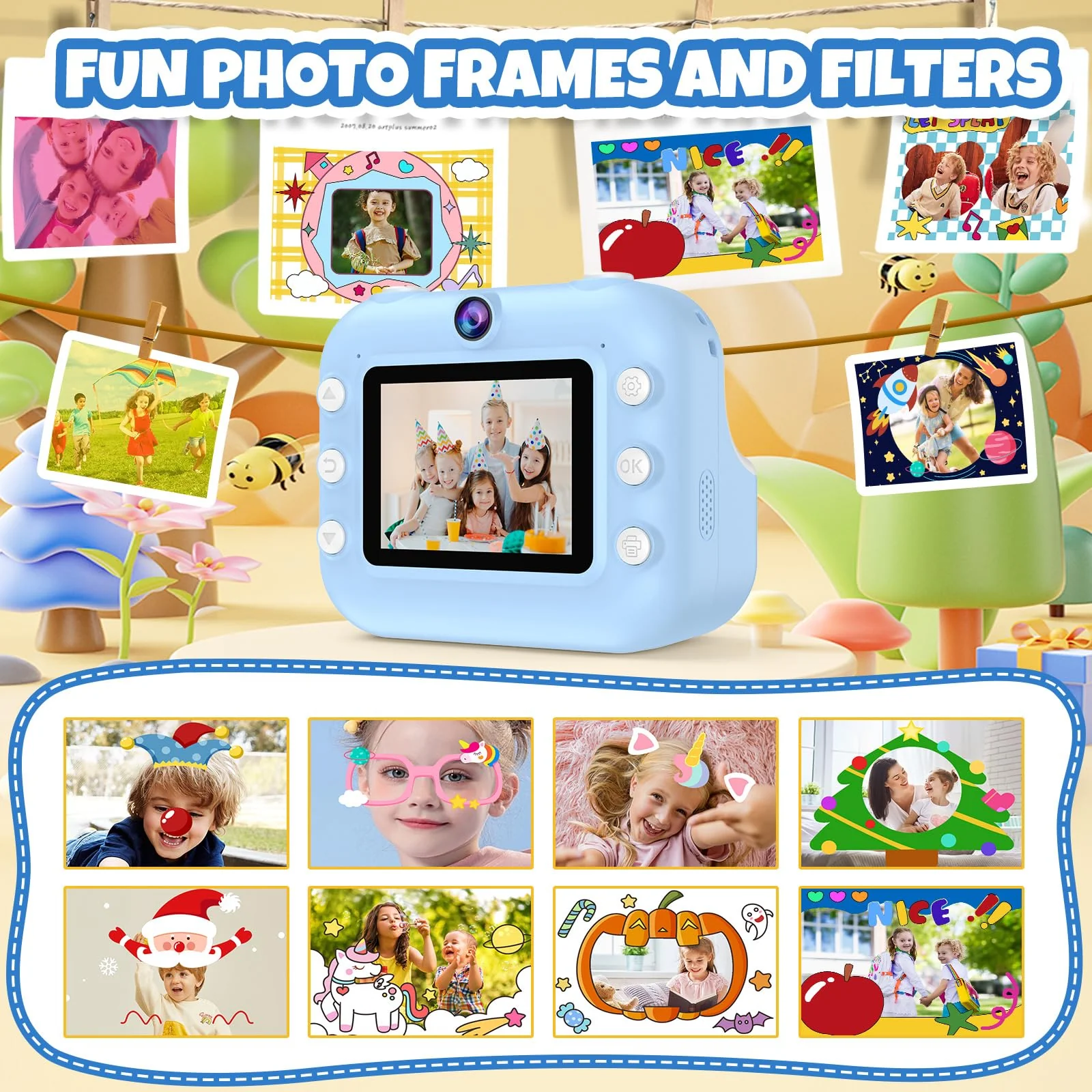 Camera Toys for Kids Instant Print Pictures - Toddler Cameras Printing Photos - Child Digital Selfie Camera - Printable Cameras Gift for Girls Boys 3 4 5 6 7 8 9 10 11 12 Years Old Blue - Image 4
