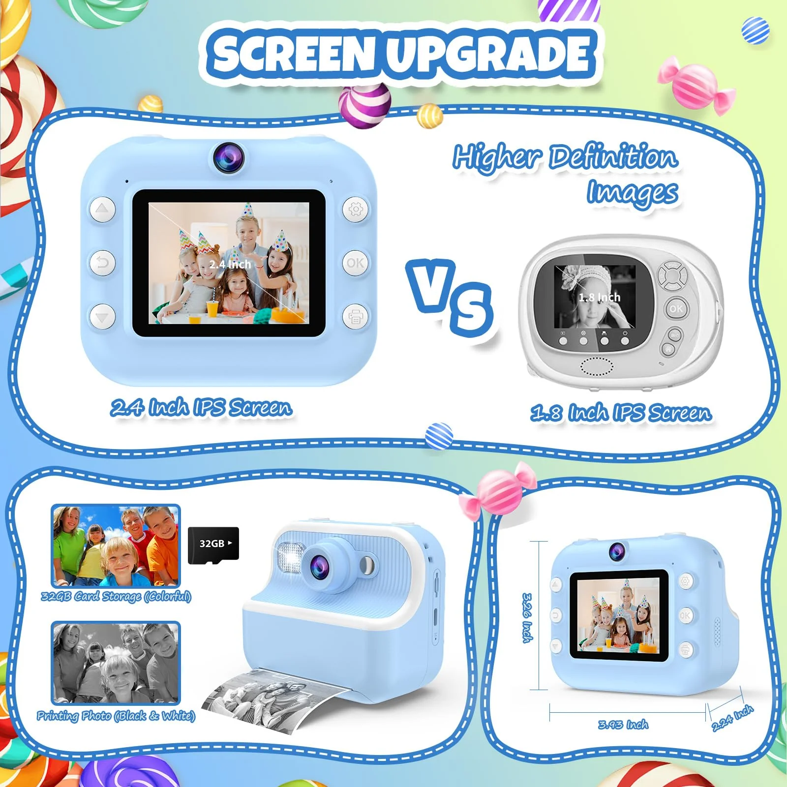 Camera Toys for Kids Instant Print Pictures - Toddler Cameras Printing Photos - Child Digital Selfie Camera - Printable Cameras Gift for Girls Boys 3 4 5 6 7 8 9 10 11 12 Years Old Blue - Image 5