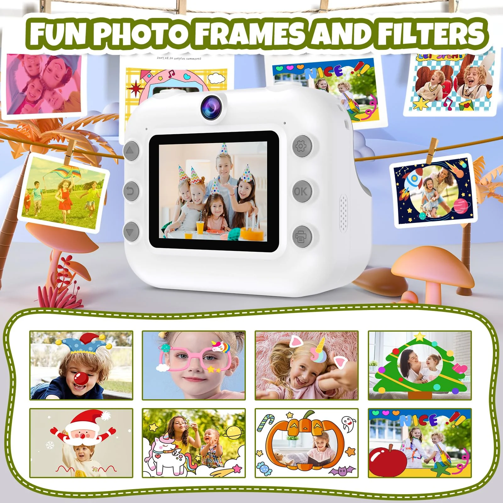 Camera Toys for Kids Instant Print Pictures - Toddler Cameras Printing Photos - Child Digital Selfie Camera - Printable Cameras Gift for Girls Boys Ages 3 4 5 6 7 8 9 10 11 12 White - Image 4