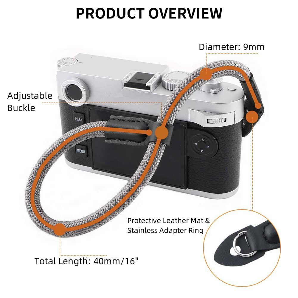 Camera Wrist Hand Strap Nylon Lanyard String Climbing Rope compatible for Fujifilm X-T5 X-T30 X-T20 X-T4 X-T3 Sony A6700 A6600 A6500 A6400 A6300 A6100 A6000 & More Mirrorless DSLR Cameras - Grey - Image 2
