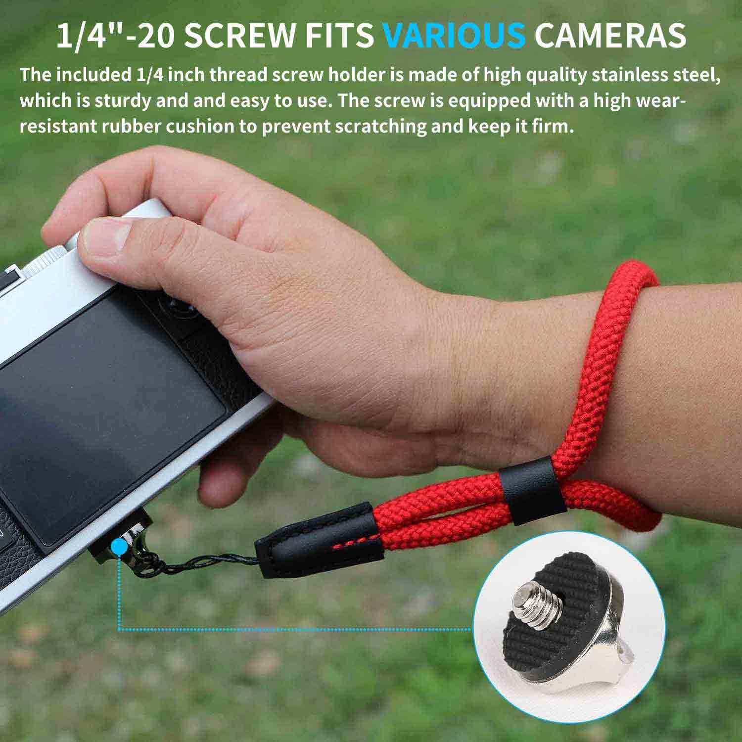 Camera Wrist Hand Strap Soft Cotton Lanyard String Rope compatible for Sony A6700 A6600 A6500 A6400 A6300 A6100 A6000 Small Light Mirrorless Cameras Cellphone - Red - Image 5