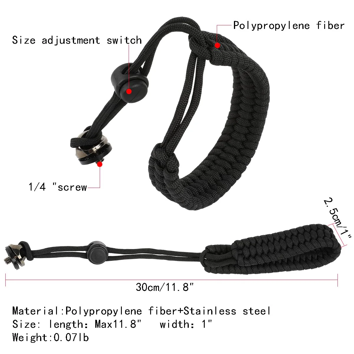 Camera Wrist Strap, Adjustable Nylon Hand Wrist Straps Lanyard with a 1/4" screw, for insta360 selfie stick, GoPro, Nikon Canon Sony Samsung Olympus DSLR cameras, smartphone gimbal stabilizer - Image 2