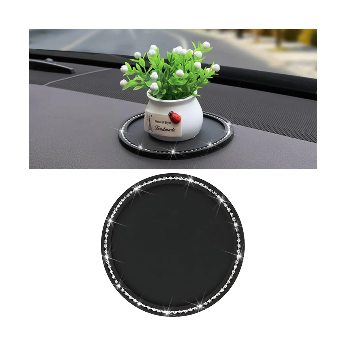 Car Anti-Slip Pad for Dashboard, PVC Non-Slip Washable Reusable Gripping Mat, Multi-Functional Extra Strong Sticky Pad for Phone GPS Sunglasses Coins Holds Black