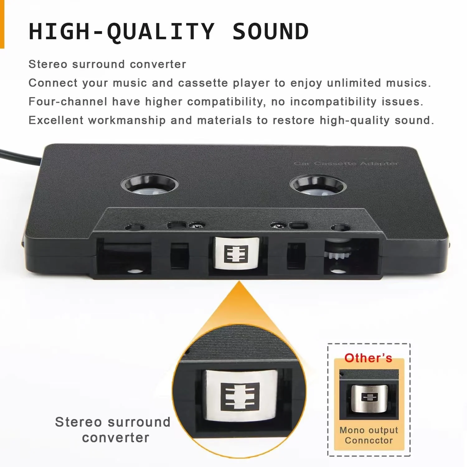 Car Audio Bluetooth Wireless Cassette Receiver, Bluetooth 5.0 Car Audio Stereo Cassette Vehicle Tape Converter Cassette Work While Charging Support TF Card - Image 7