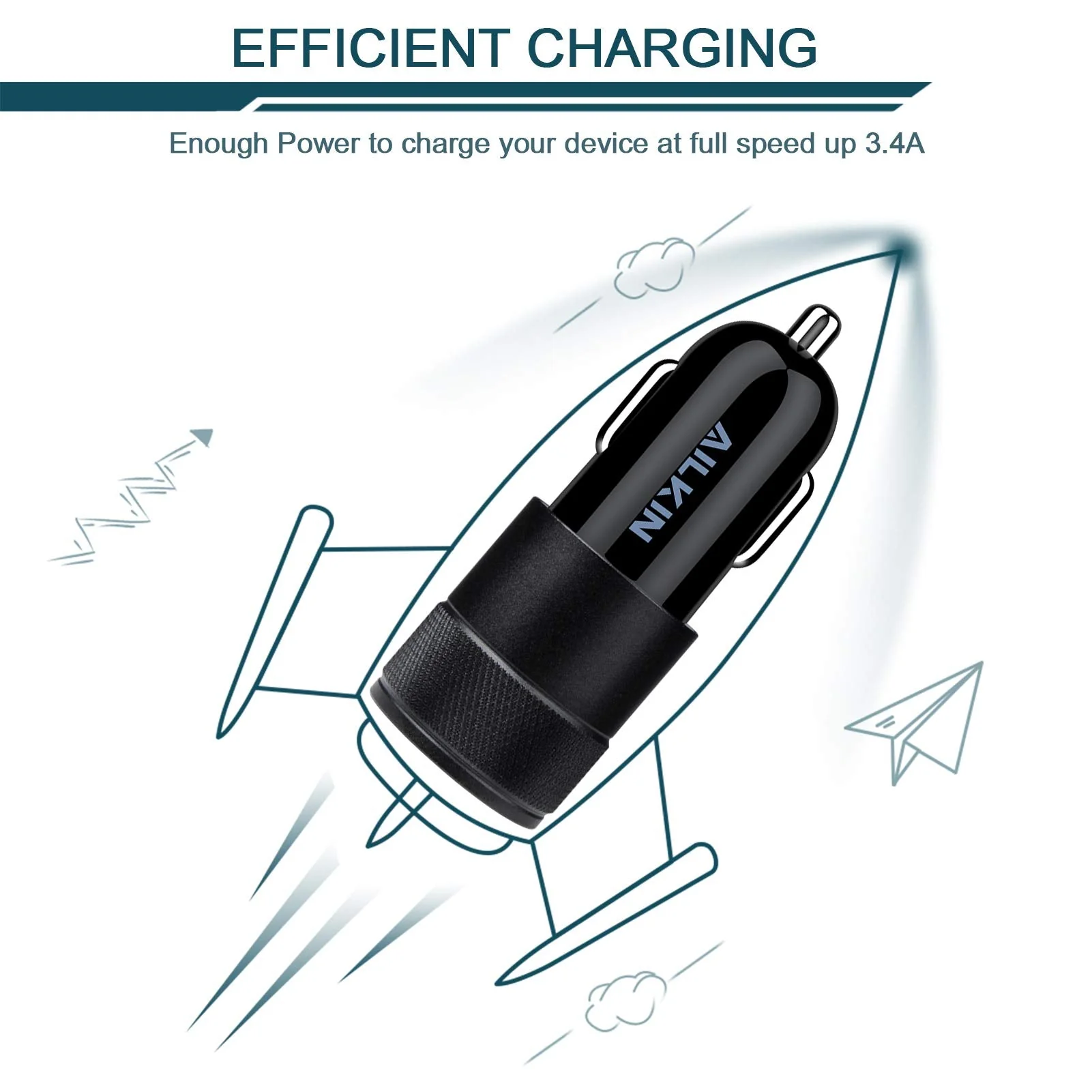 Car Charger, [2Pack] 3.4a Fast Charge Dual Port USB Cargador Carro Lighter Adapter for iPhone X XR XS Max 8 Plus 7s 6s 12 11 Pro Max, iPad, Samsung Galaxy S21+ S10 Plus S7 j7 S10e S9 Note 8, LG, GPS Black - Image 4