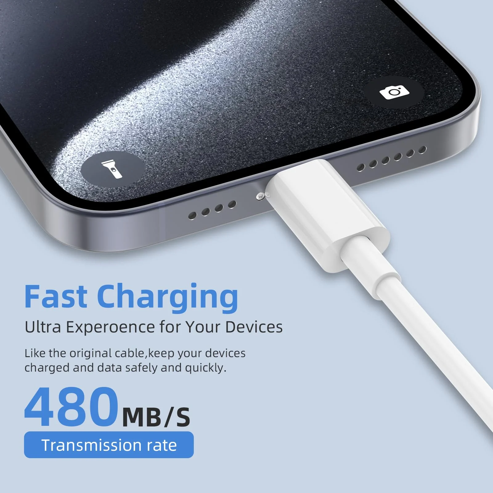 Car Charger for iPhone 16 15 Carplay Cable, 2Pack [3FT+6FT] USB A to USB C Charging Cord for Apple for iPhone 16 15/Plus/Pro Max, for iPad Pro 12.9/11, Air 5th/4th Gen, Mini 6th Gen 3ft+6ft White - Image 5