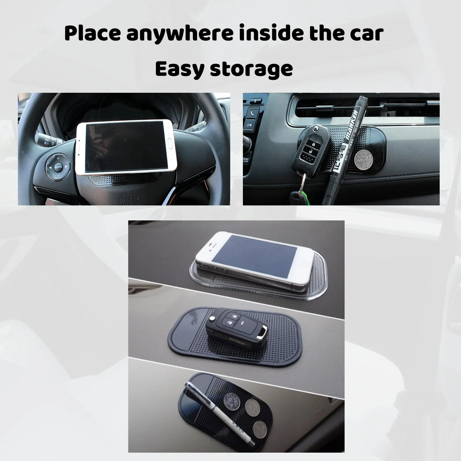Car Dashboard Anti-Slip Mat, 5-Pack Non-Slide Pads for Car Extra Thick Sticky Dash Pad for Radar Detector, Cell Phone, and Car Dash Accessories - Image 5