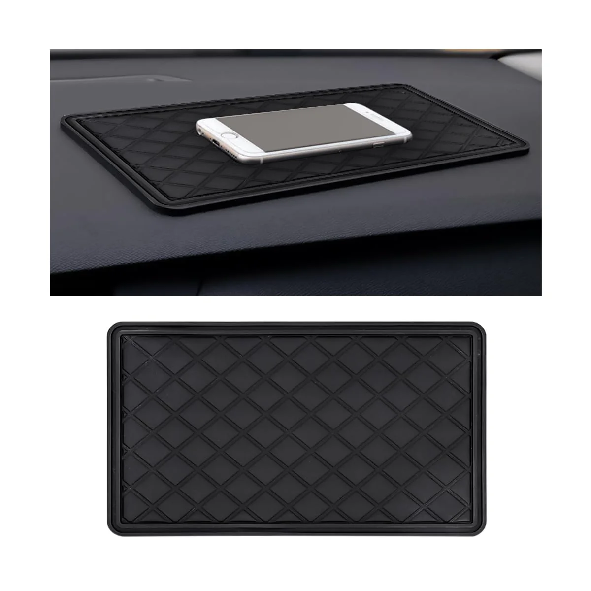 Car Dashboard Anti-Slip Mat, Adhesive Vehicle Dash Rubber Pad, Multi-Functional Auto Sticky Gripping Interior Fixing Accessories, Universal for Vehicle, SUV, Truck and More B-No Diamond 5.7*8.9in