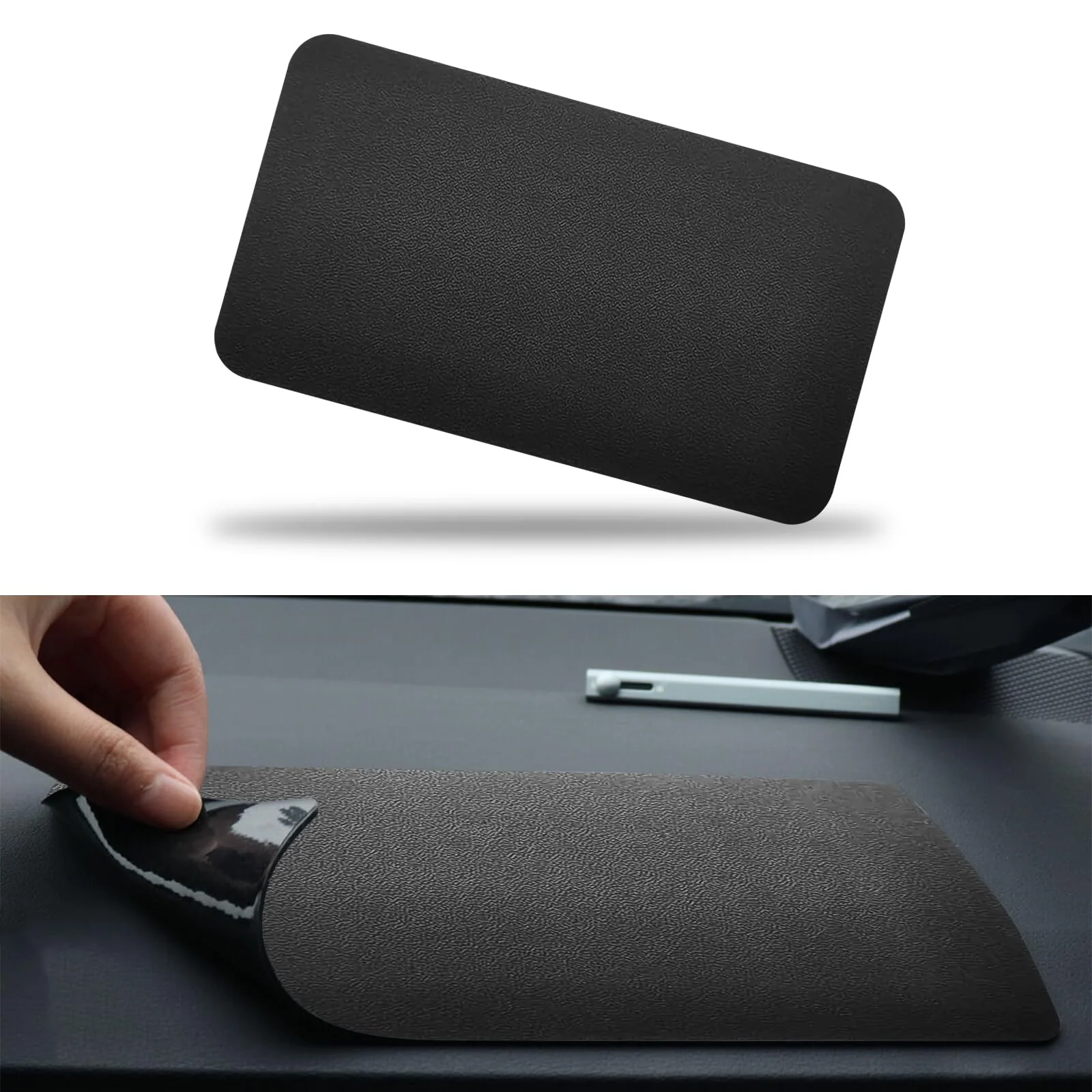 Car Dashboard Anti-Slip Mat, Car Dashboard Accessories Multifunctional Non-Slip Rubber Pad, 10.6"×5.9" Adhesive Sticky Dashboard Gripping Mat for Cell Phones, Sunglasses(Leather Texture) Leather Texture