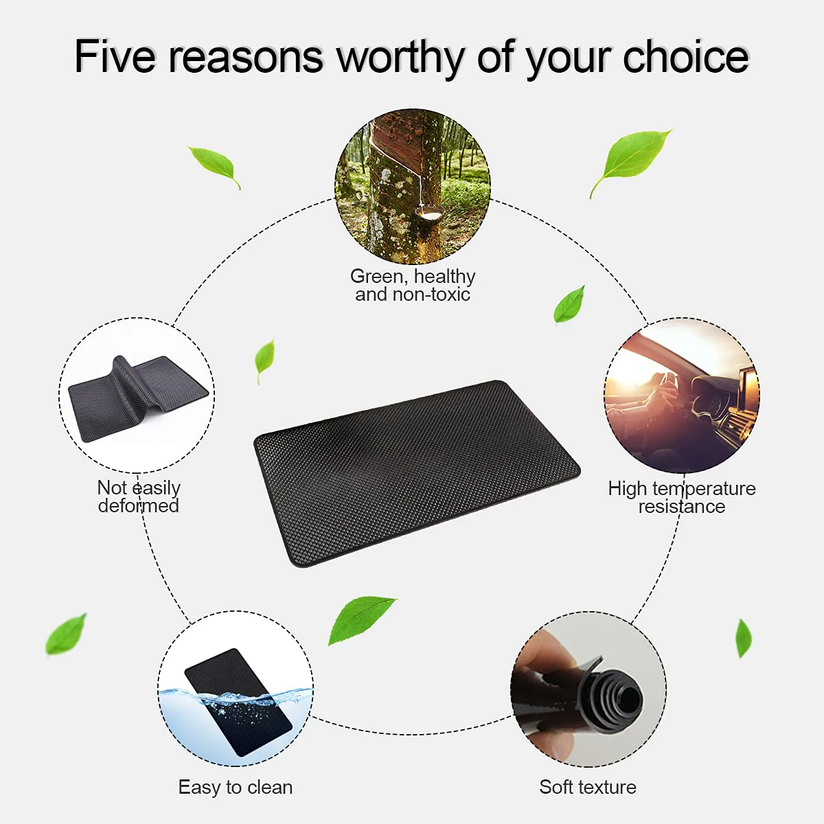 Car Dashboard Anti-Slip Rubber Pad, 10.6"x 5.9" Universal Non-Slip Car Magic Dashboard Sticky Adhesive Mat for Phones Sunglasses Keys Electronic Devices and More Use (Black/Grid) Black/Grid - Image 4