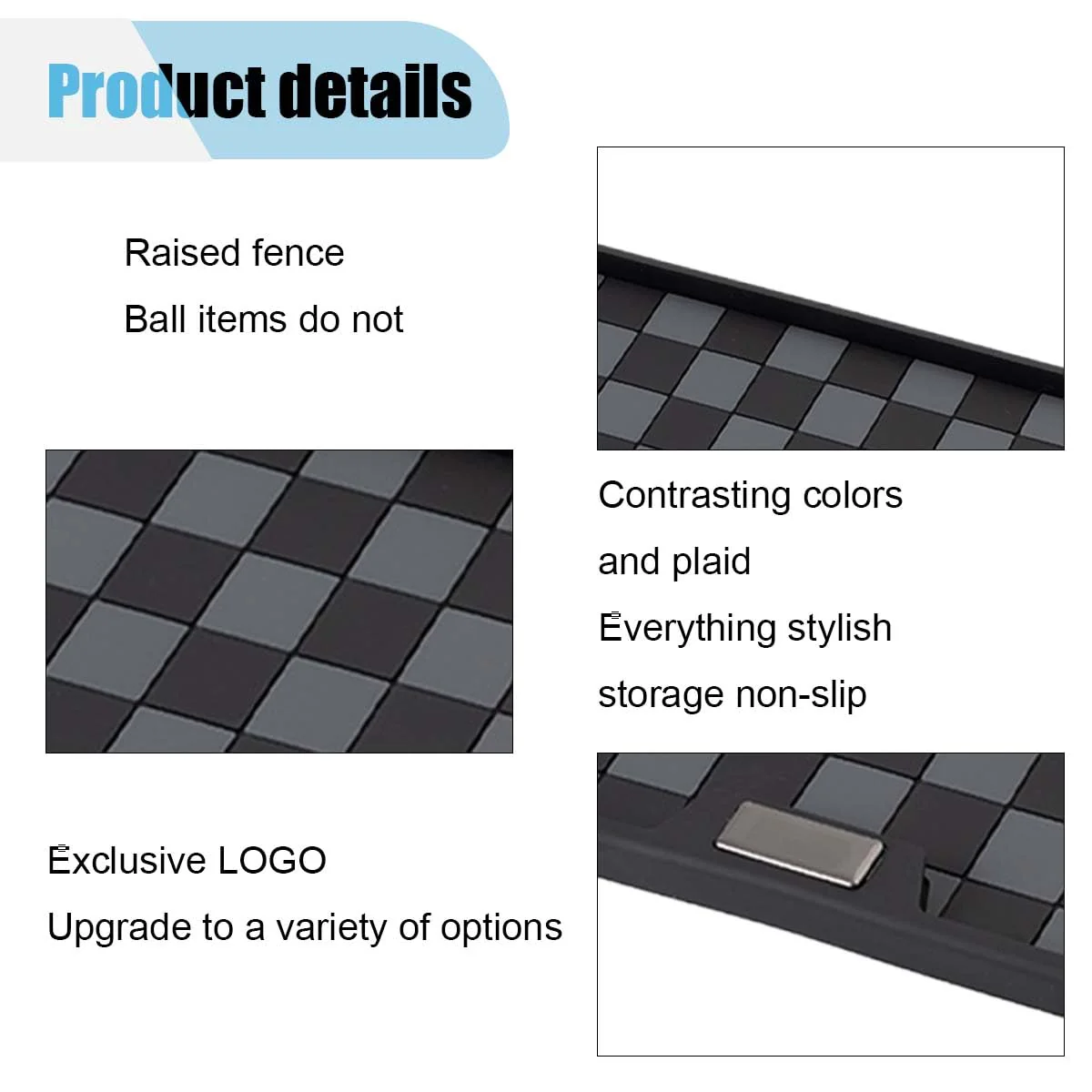 Car Dashboard Non Slip Mat, 11.06'' x 5.98'' Universal Grid Multi-Functional Sticky Adhesive Pad, Dash Sticky Gripping Mat for Cell Phones, Keys, Sunglasses, Electronic Devices, GPS (Black Gray) Black Gray - Image 3