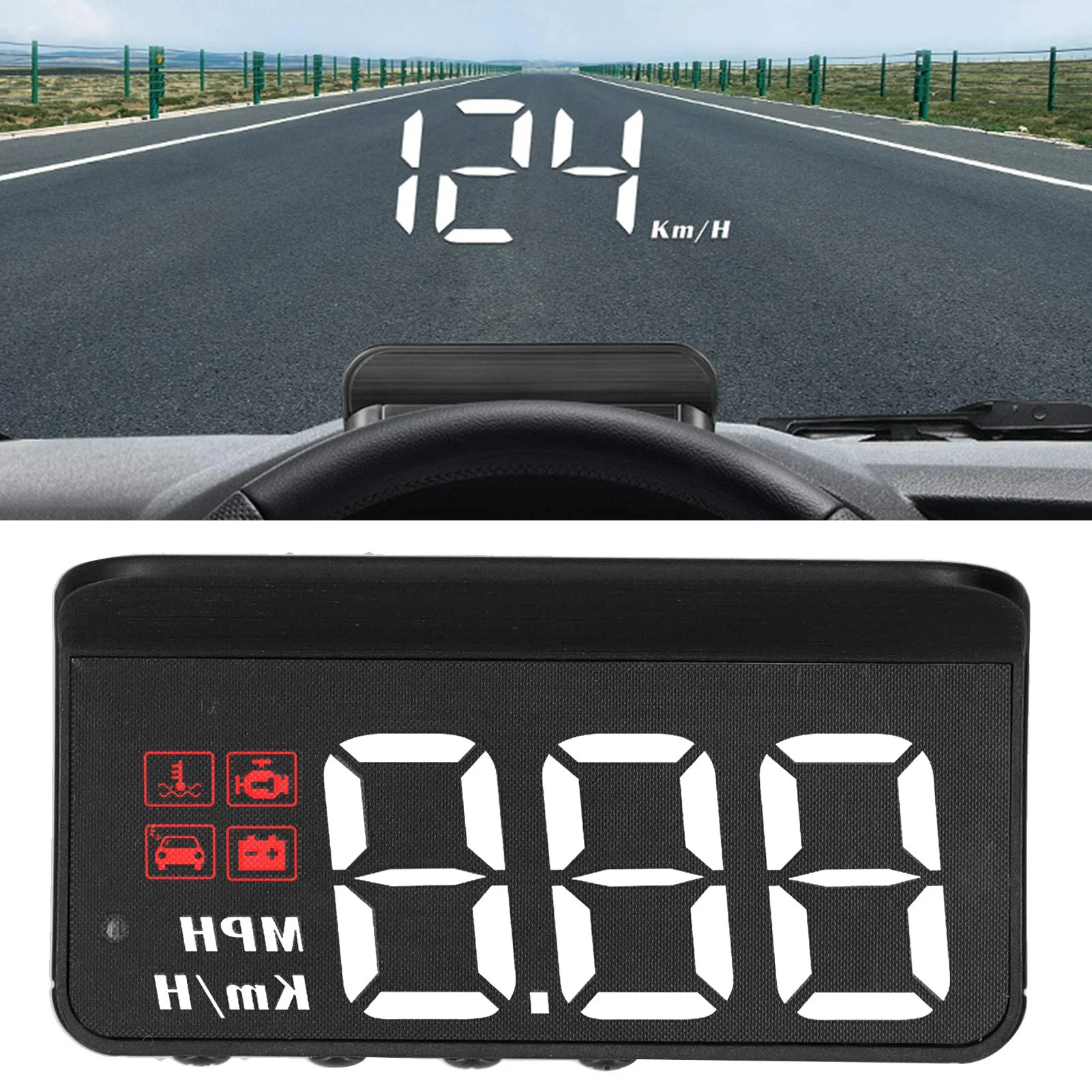 Car Head Up Display, HUD Display Windshield Projector Multi‑Function Gauge Warning Alarm Fatigue Driving Reminder - Image 2