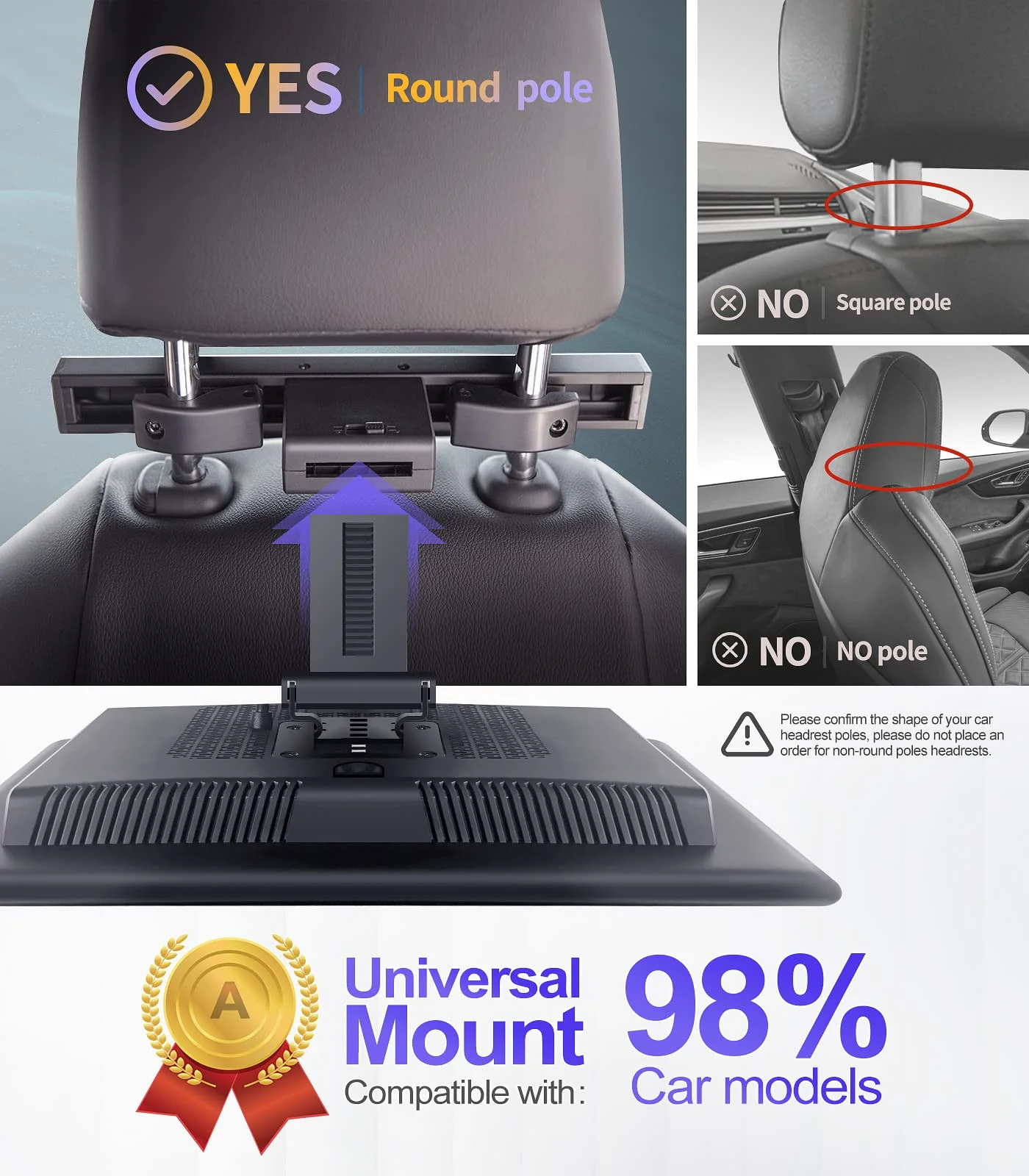 Car Headrest Monitor Car TV Mounting Bracket, Mount is Suitable for a Variety of car Models (2 pcs) 2 - Image 2