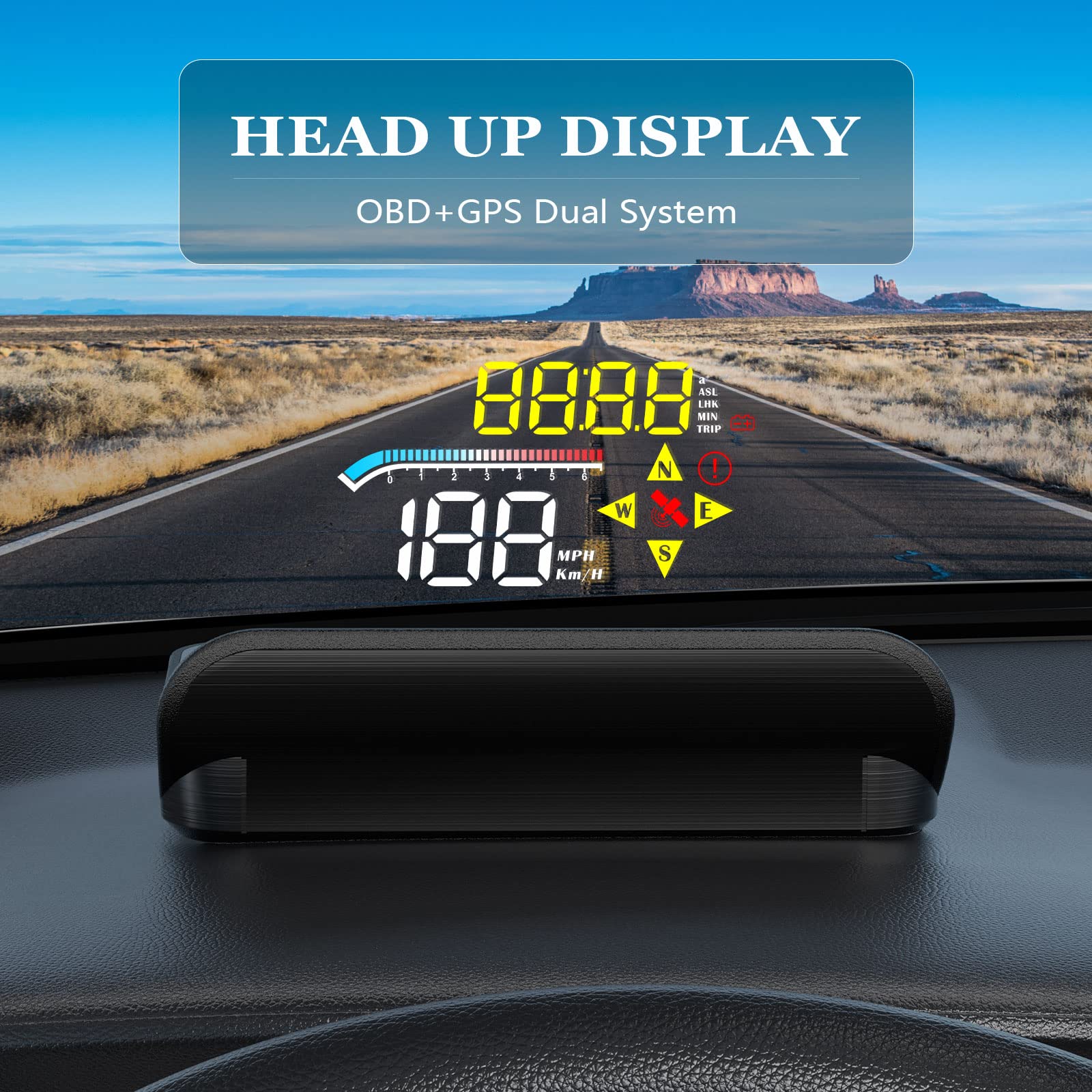 Car HUD OBD2 GPS Dual System Projector for Car, Heads up Display for Cars,Digital Speedometer for car mph, Suitable for All car M17 - Image 2