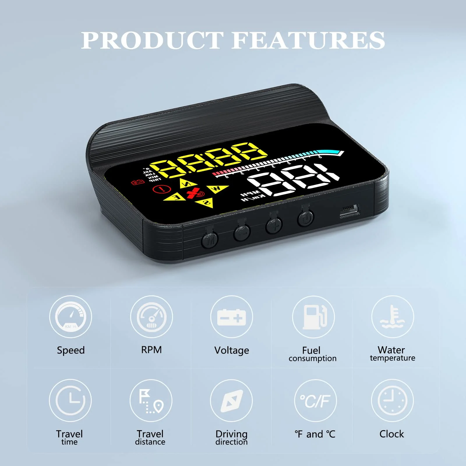 Car HUD OBD2 GPS Dual System Projector for Car, Heads up Display for Cars,Digital Speedometer for car mph, Suitable for All car M17 - Image 3