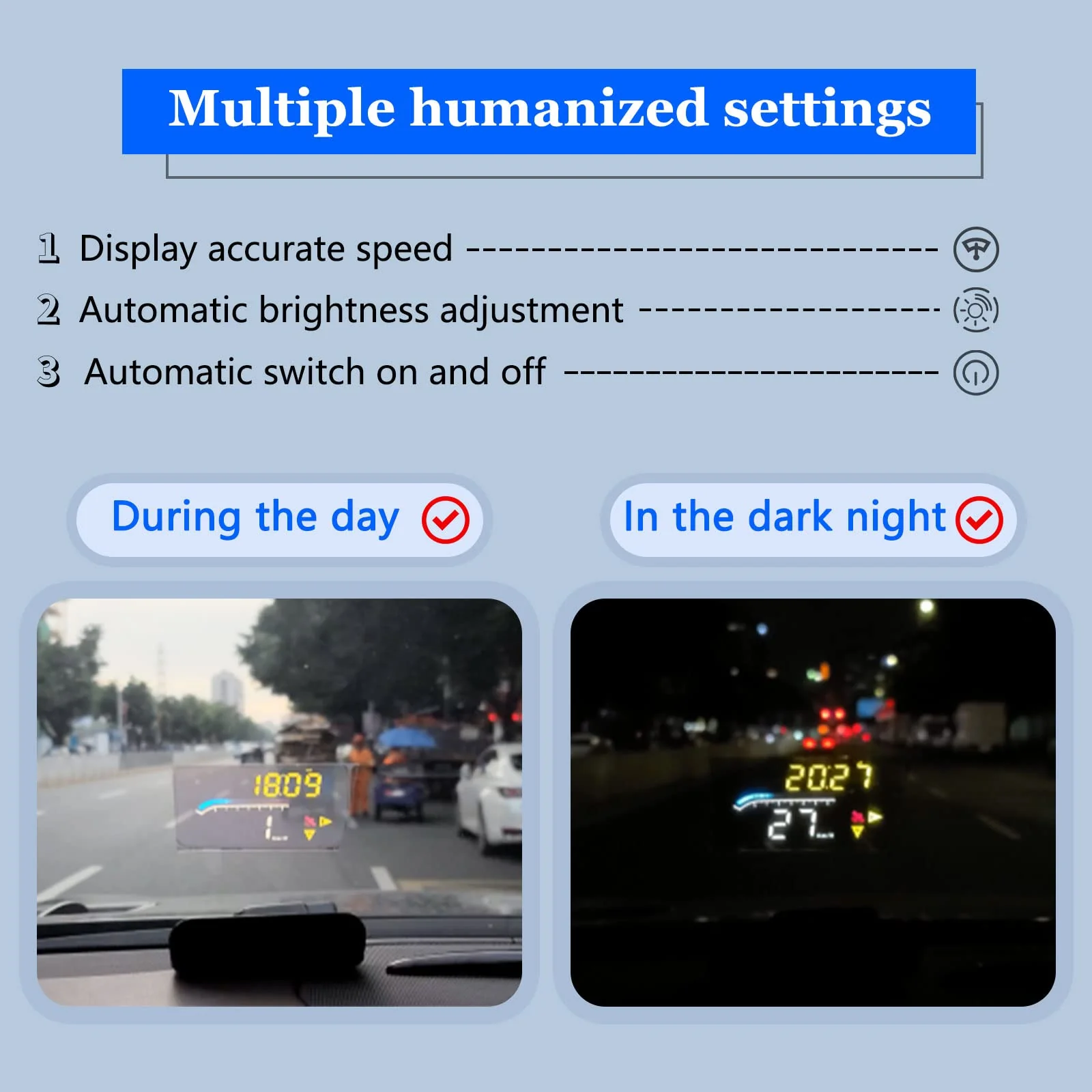 Car HUD OBD2 GPS Dual System Projector for Car, Heads up Display for Cars,Digital Speedometer for car mph, Suitable for All car M17 - Image 5